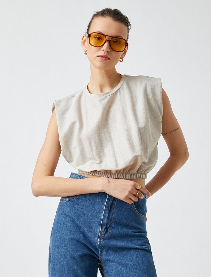  Beli Lastikli Crop Tişört