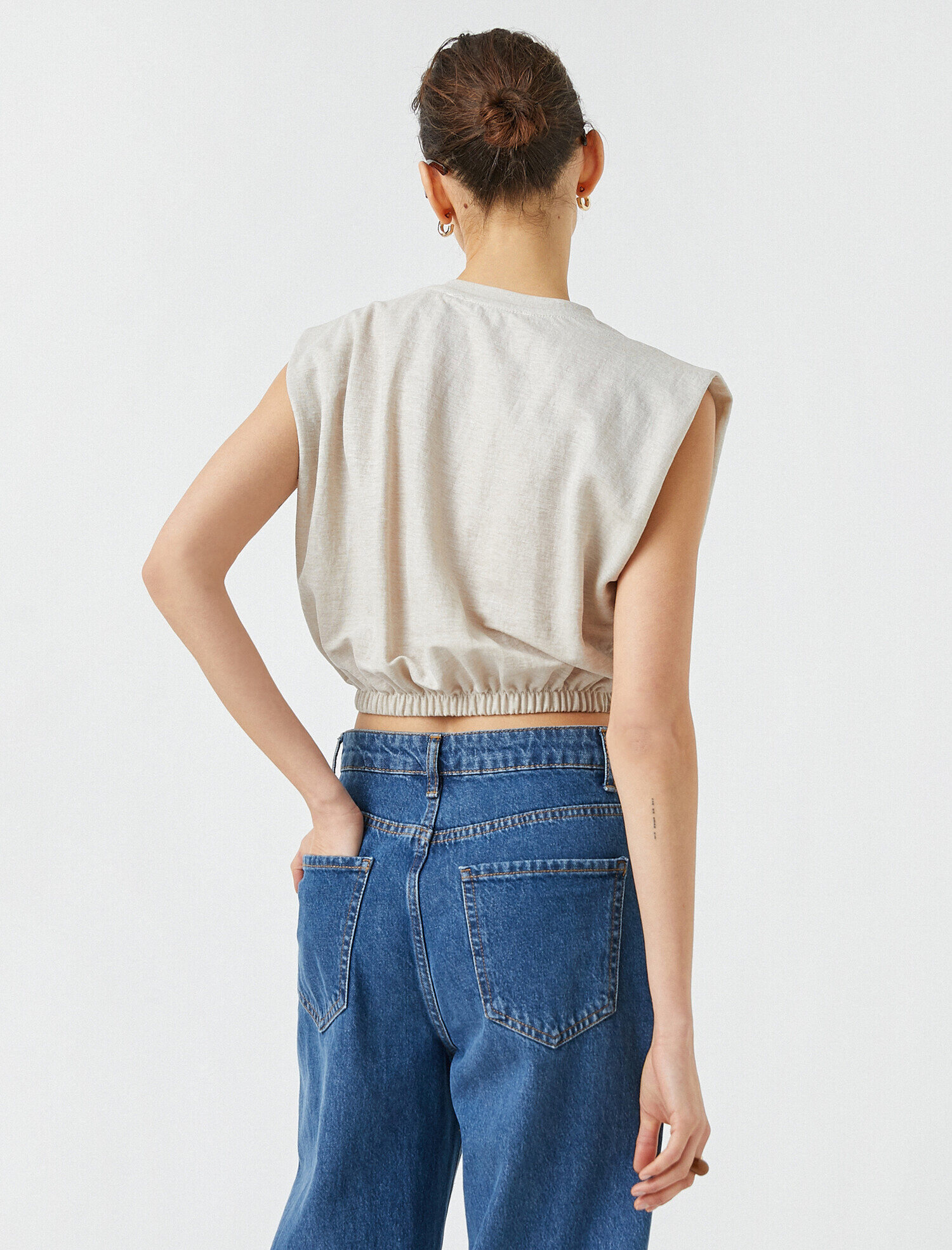   Beli Lastikli Crop Tişört