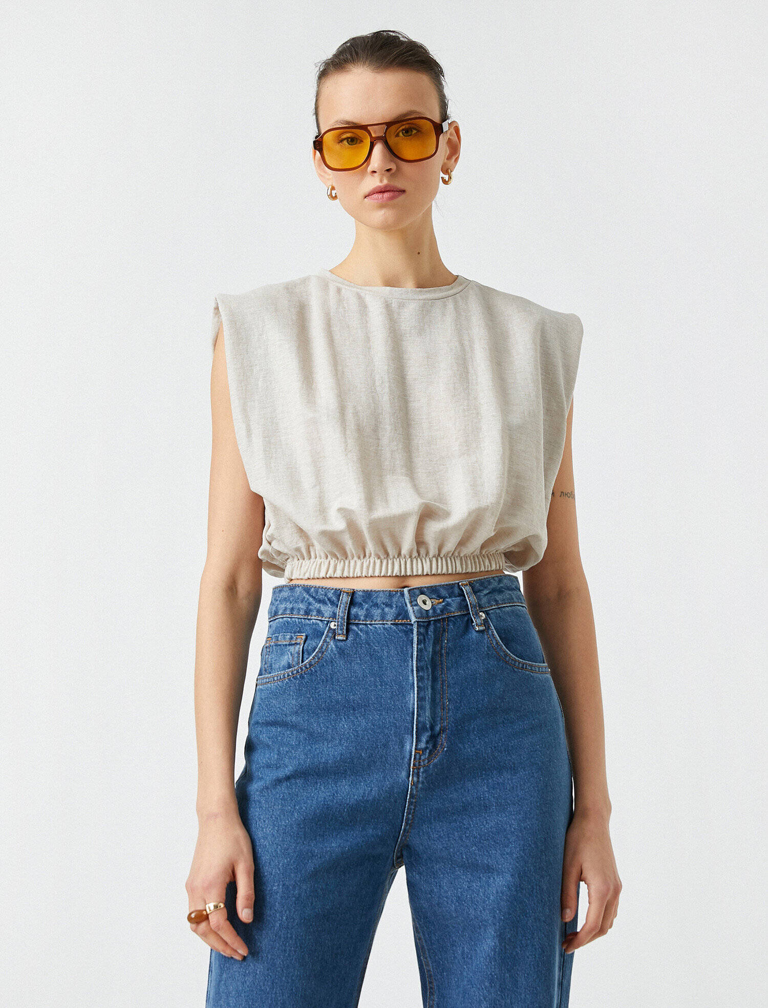   Beli Lastikli Crop Tişört