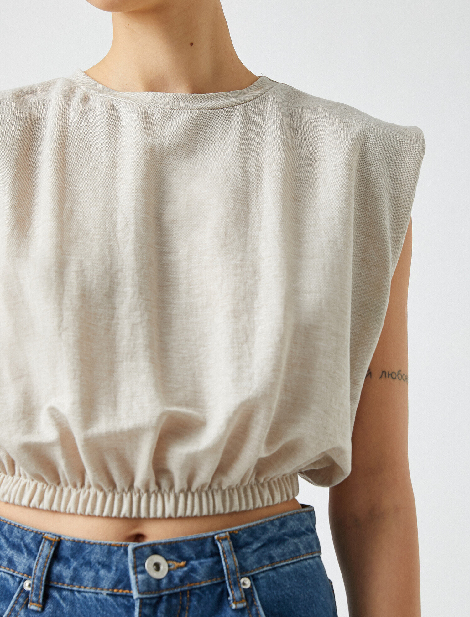   Beli Lastikli Crop Tişört