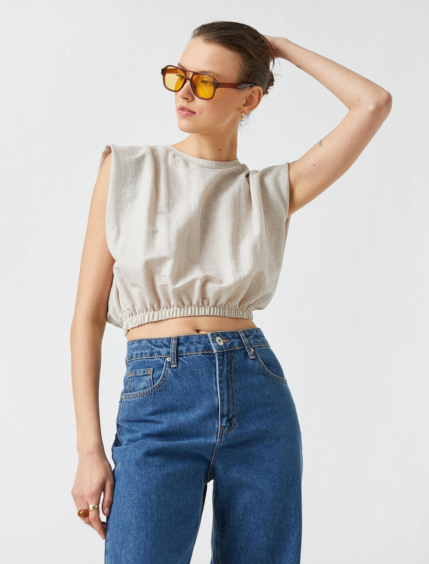   Beli Lastikli Crop Tişört