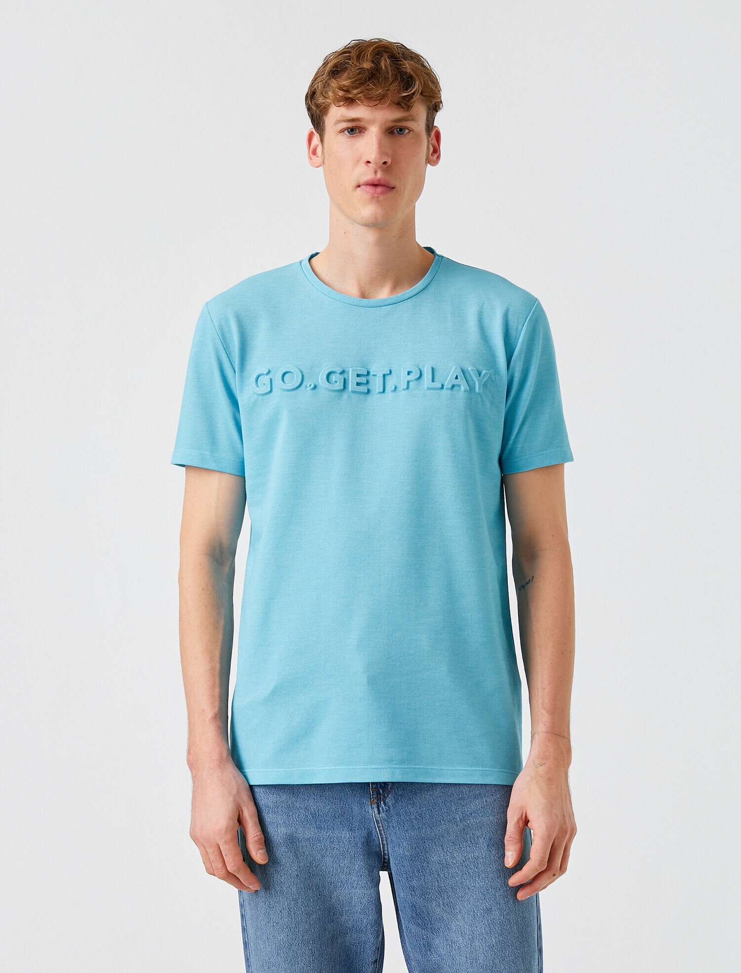   Slim Fit Kabartma Baskılı Tişört