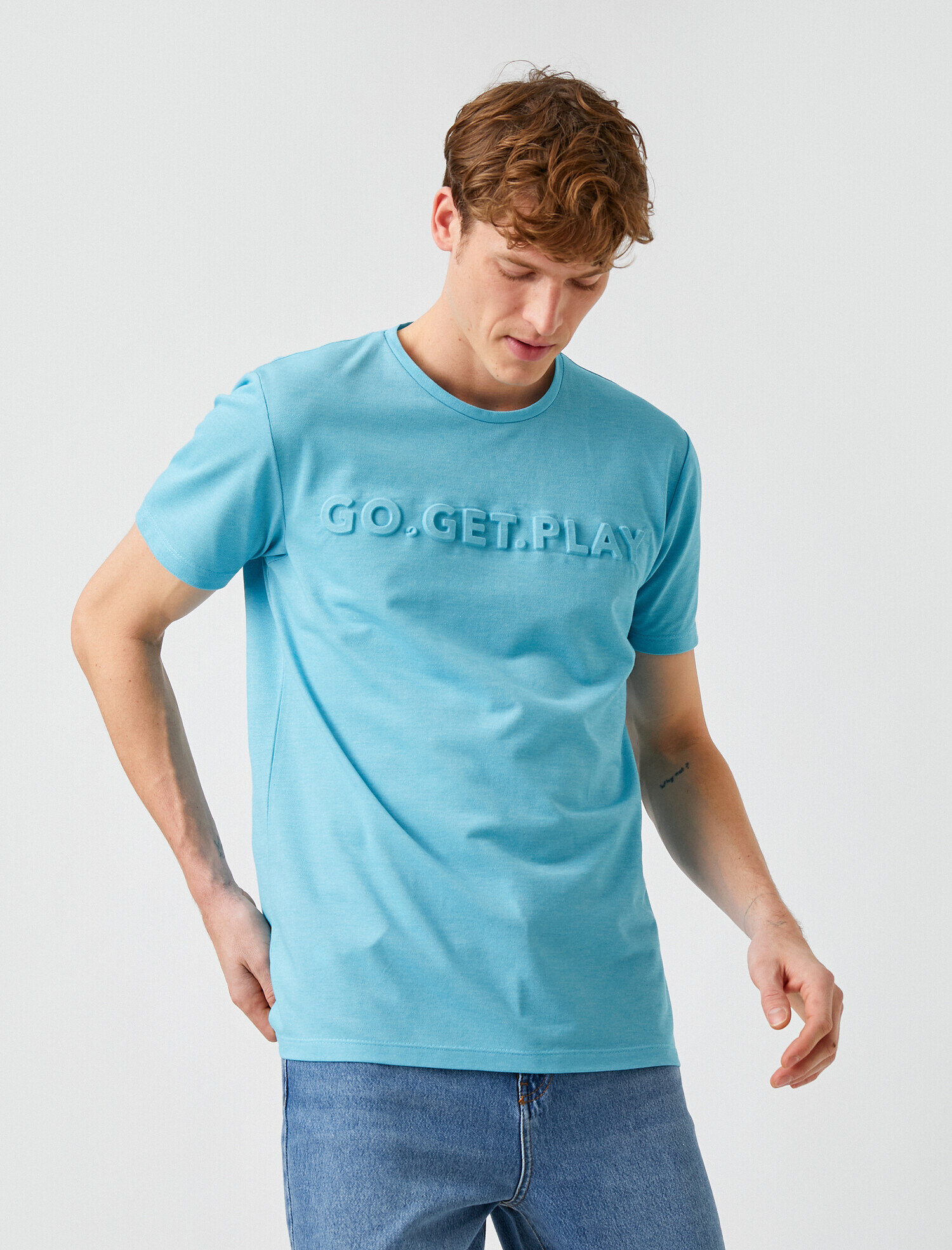   Slim Fit Kabartma Baskılı Tişört