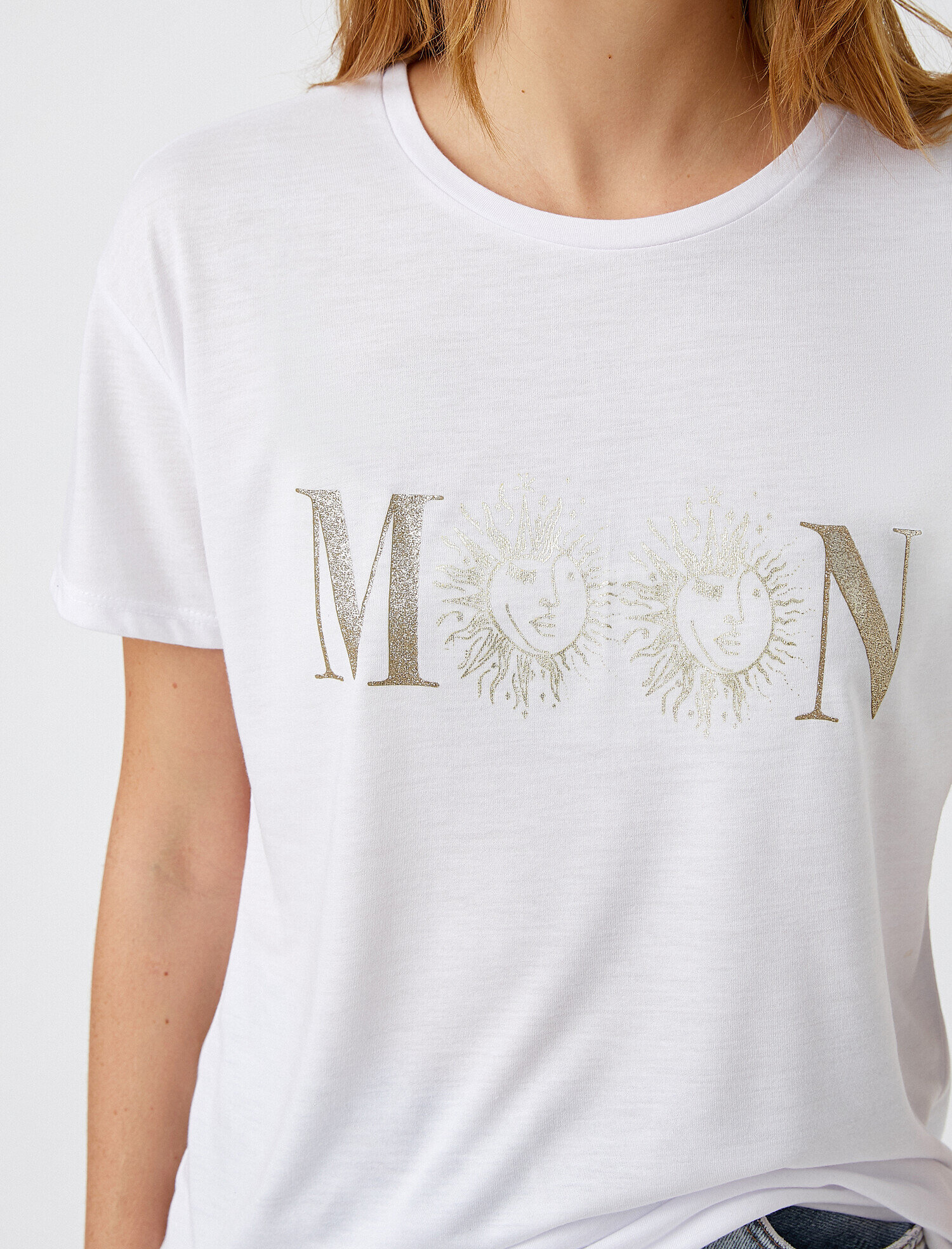   Bisiklet Yaka Kısa Kollu Baskılı Tişört