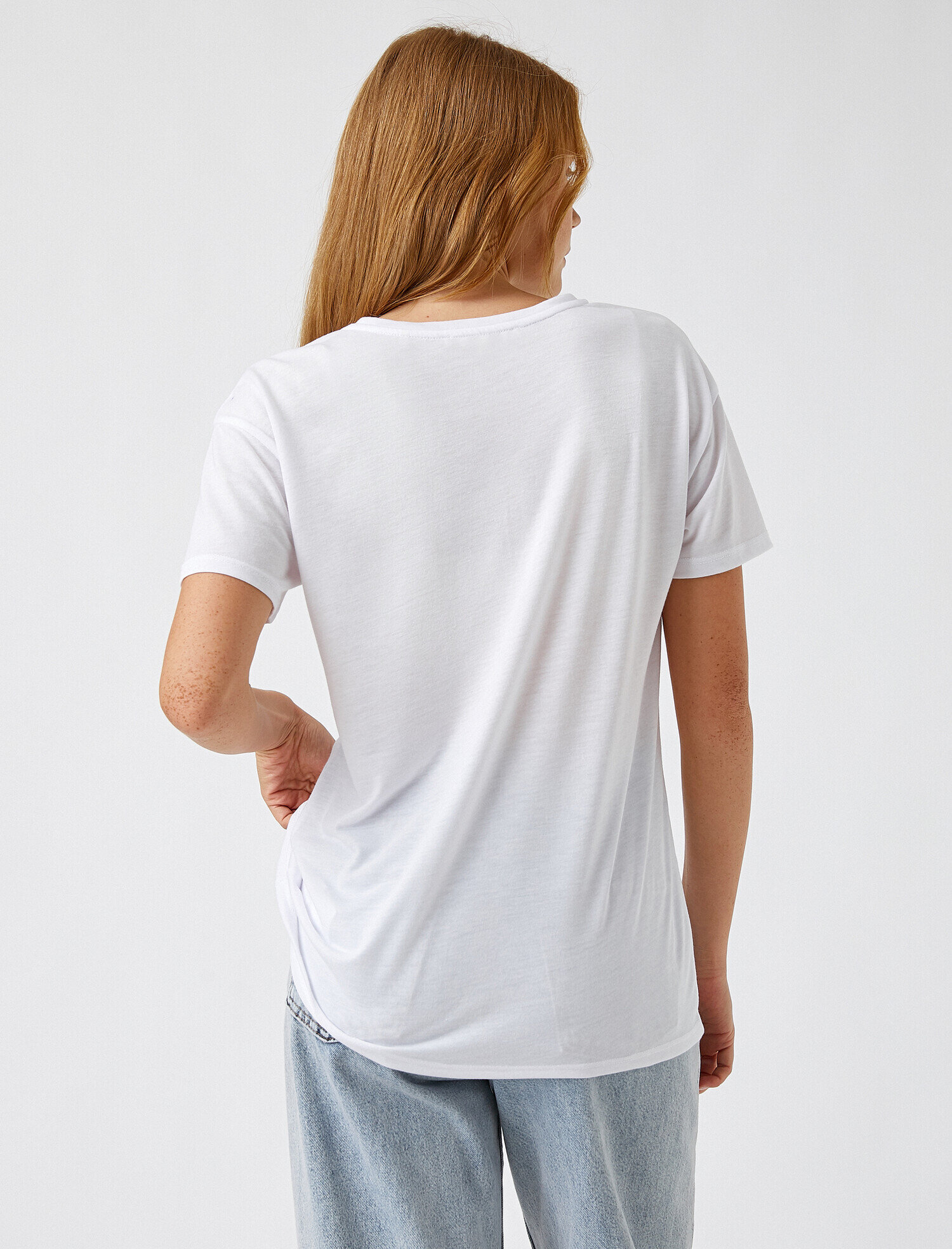   Bisiklet Yaka Kısa Kollu Baskılı Tişört