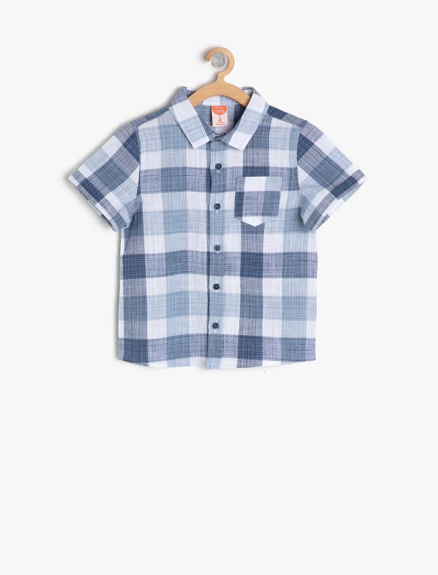  Erkek Bebek Kısa Kollu Kareli Gömlek