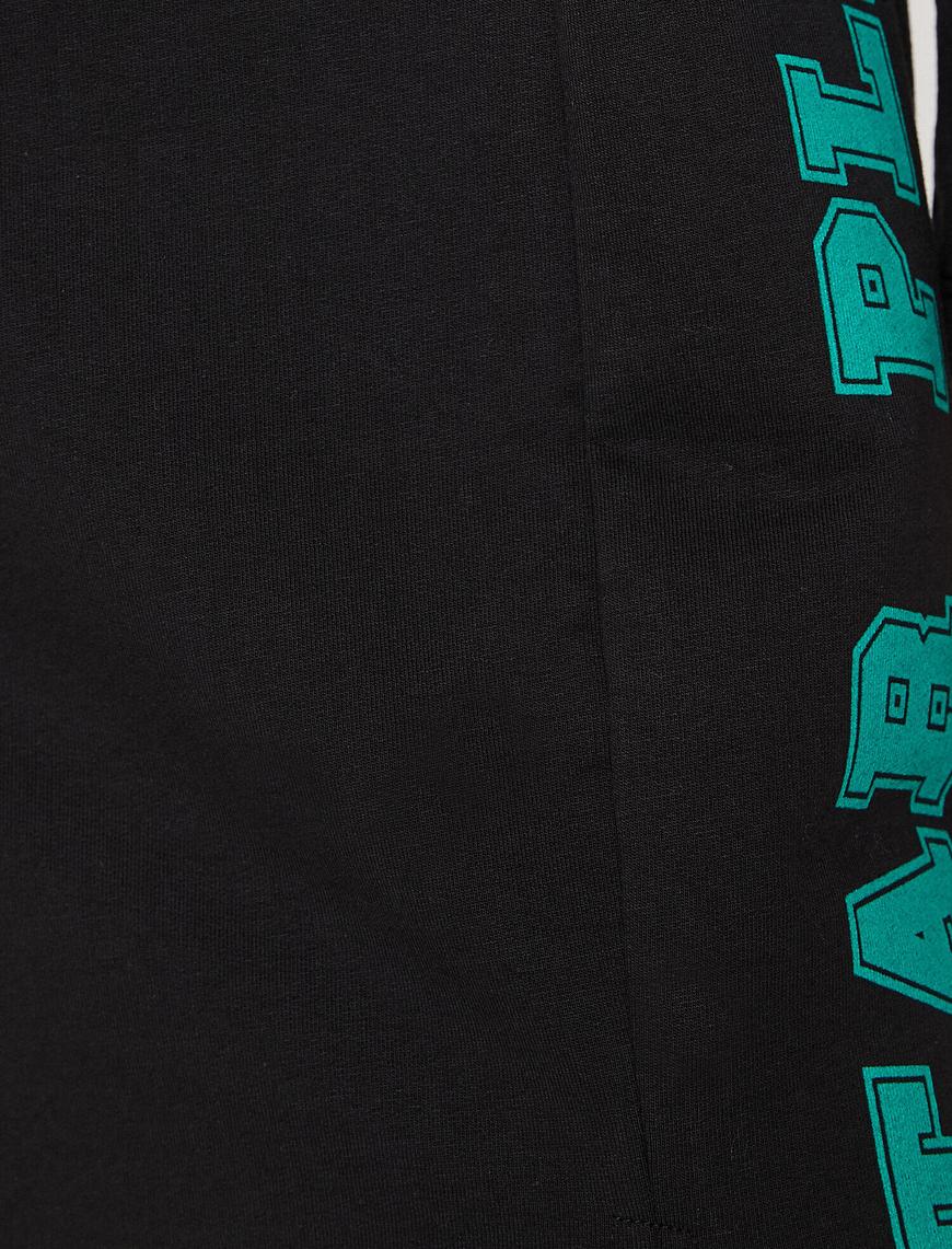   Sweat Elbise Kapşonlu Baskı Detaylı Uzun Kollu