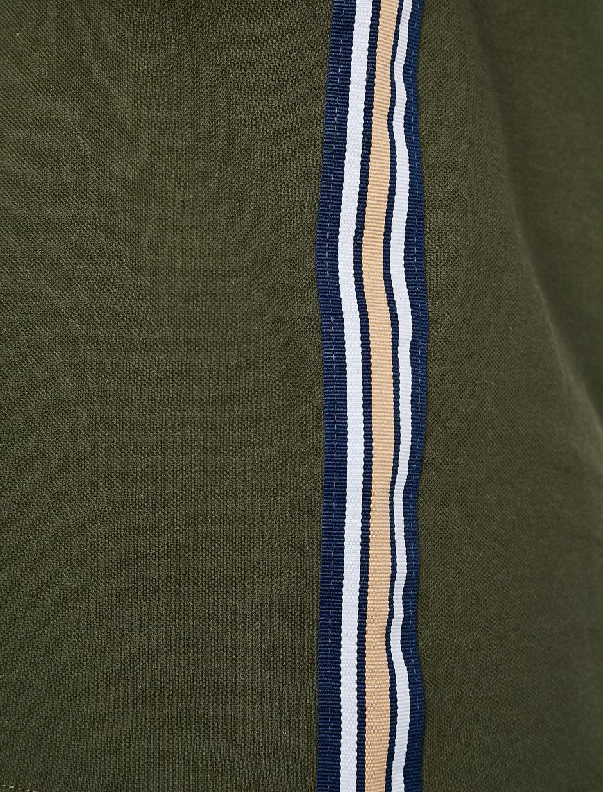   Polo Yaka Yanları Şerit Detaylı Pike Kumaş Slim Fit Tişört