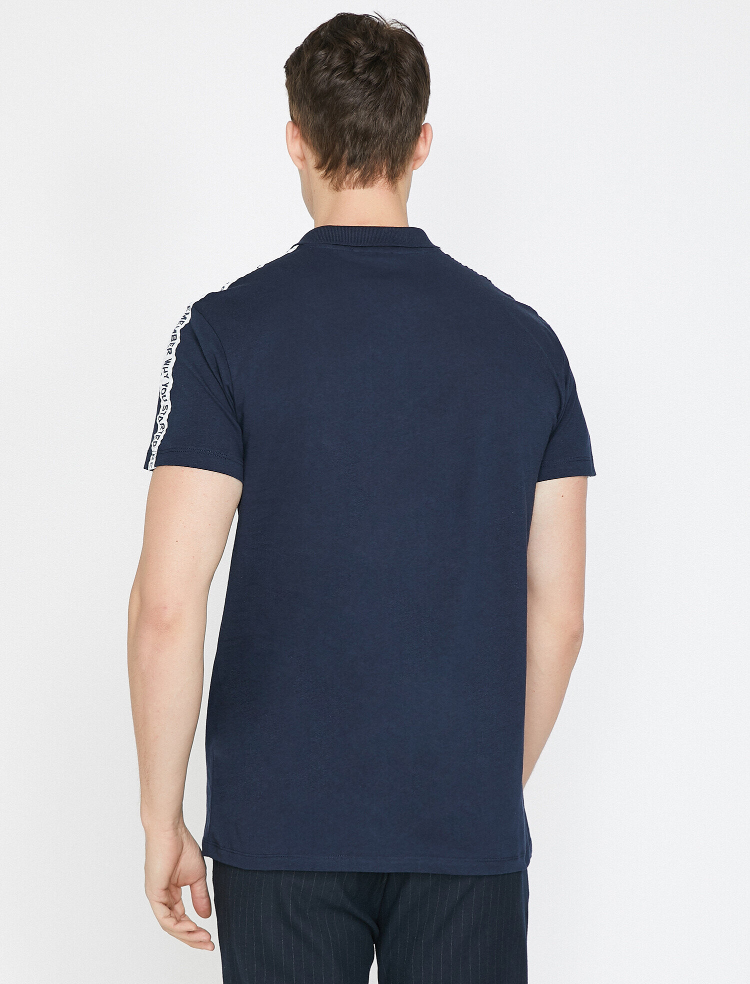   Polo Yaka Omuz Baskılı Renk Bloklu Slim Fit Tişört