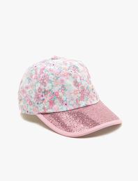 Çiçekli Simli Cap Şapka