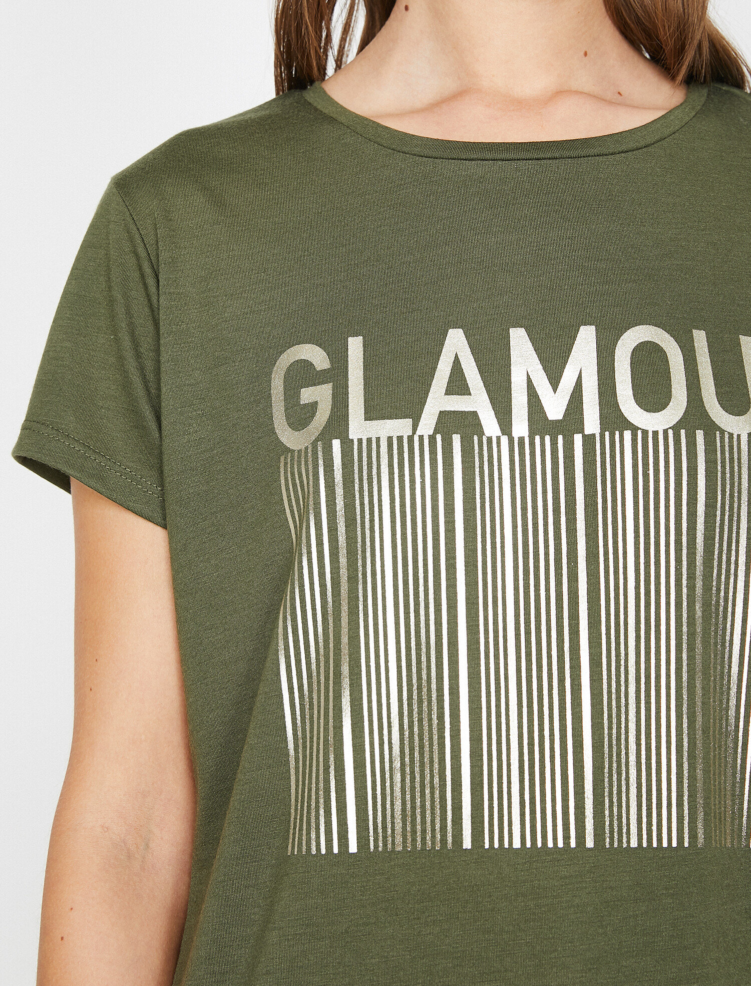   Varak Baskılı Bisiklet Yaka Standart Kalıp Tişört