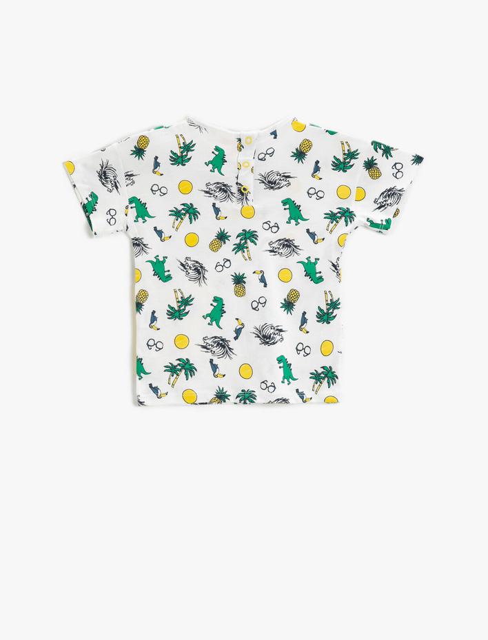 Erkek Bebek Baskılı Kısa Kollu Tişört Pamuklu
