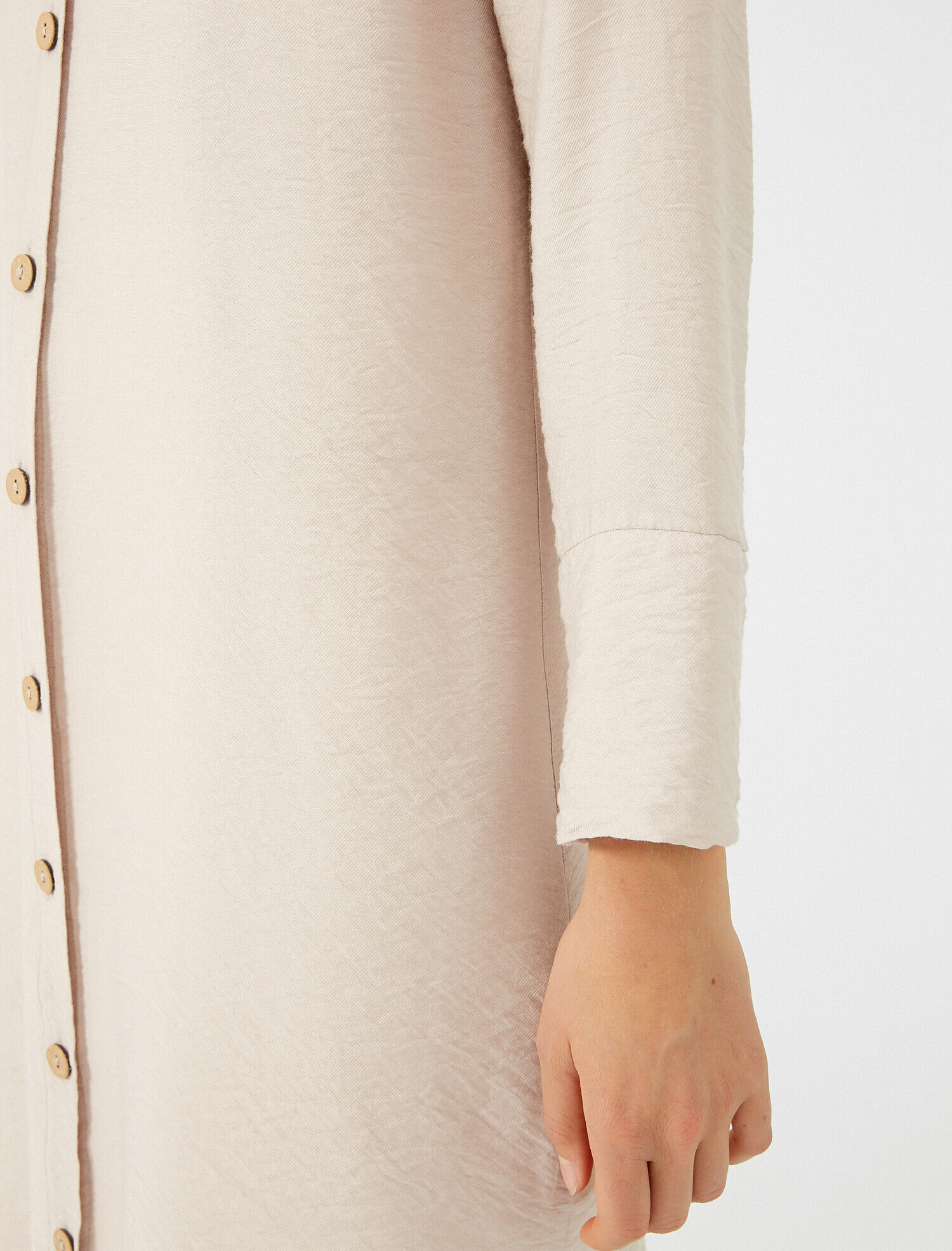   Gömlek Yaka Düğme Detaylı Uzun Kollu Tunik