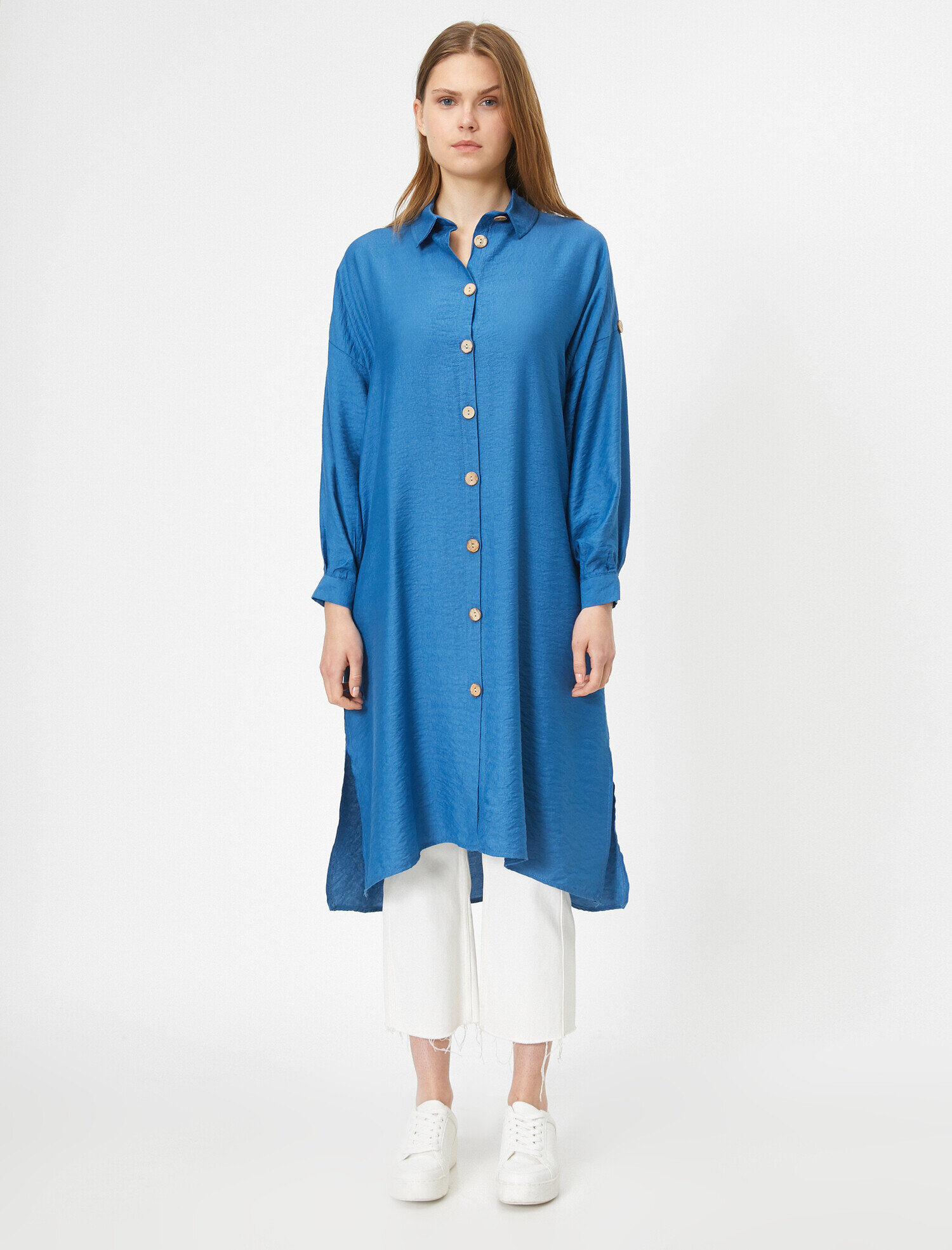   Düğme Detaylı Uzun Kollu Tunik