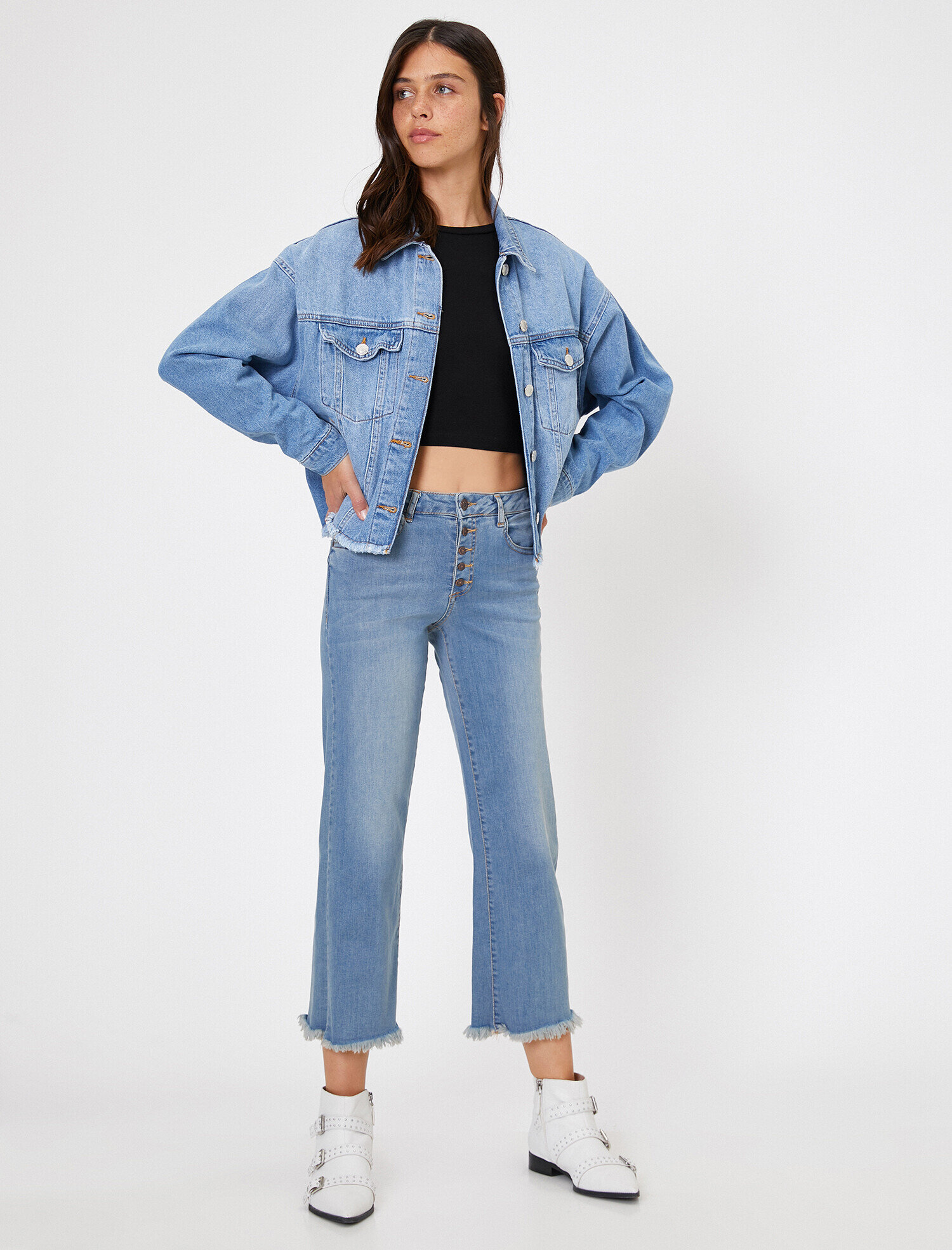 Bianca Jean - Yüksek Bel Rahat Kesim Geniş Paça Pantolon