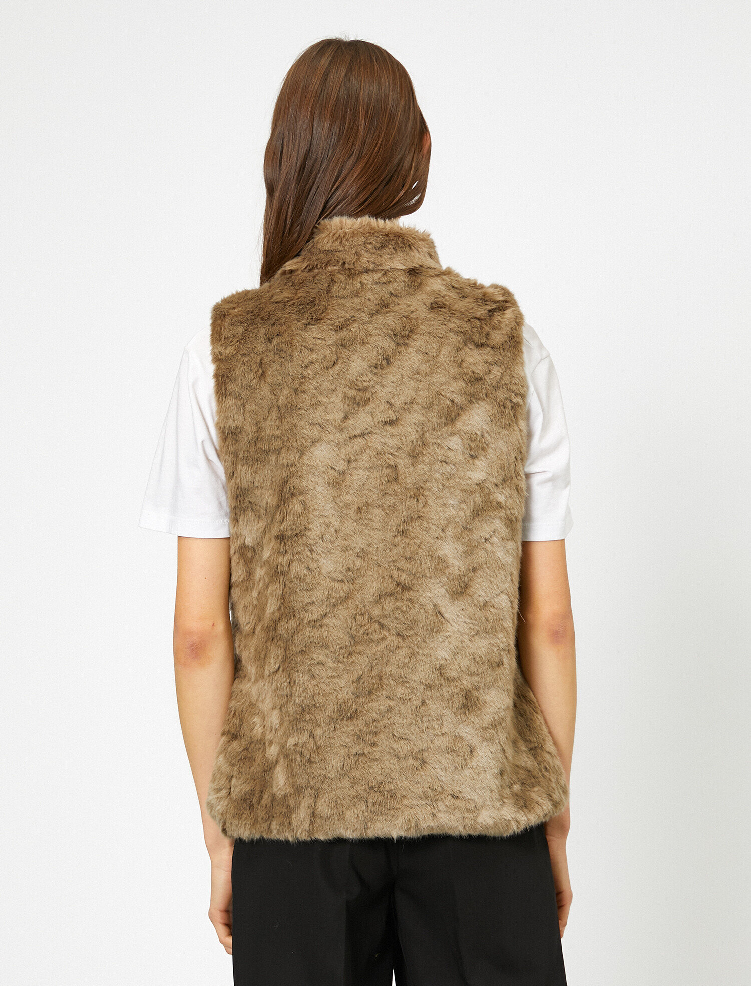 Fermuar Detaylı Peluş Yelek