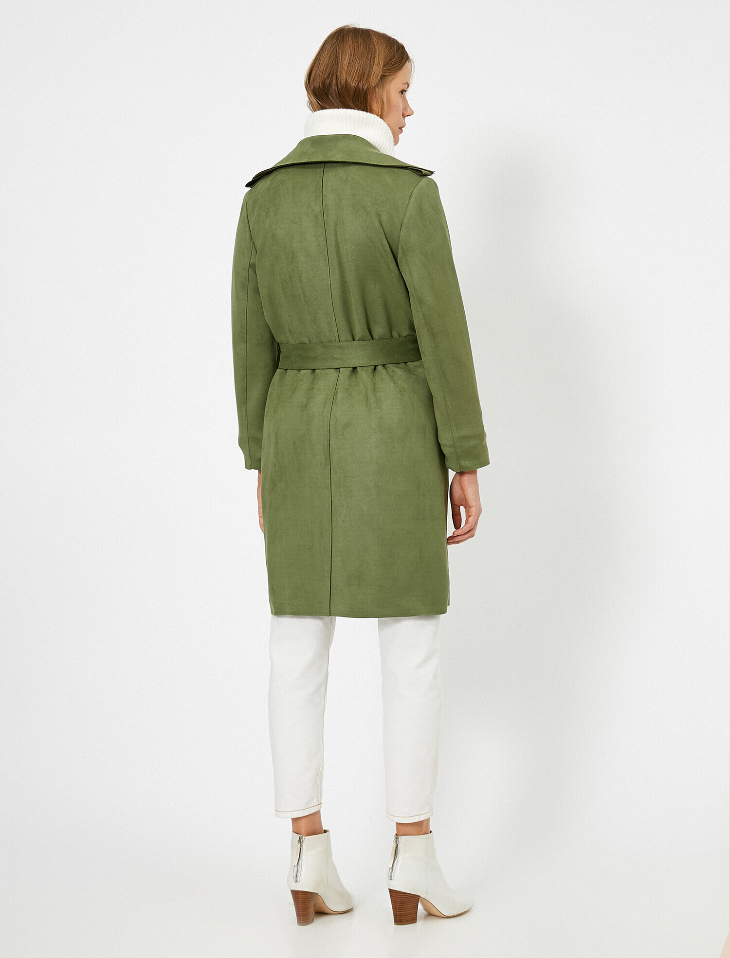   Süet Görünümlü Trençkot