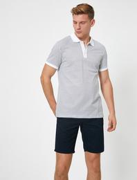 Polo Yaka Geometrik Desenli Süprem Kumaş Slim Fit Tişört
