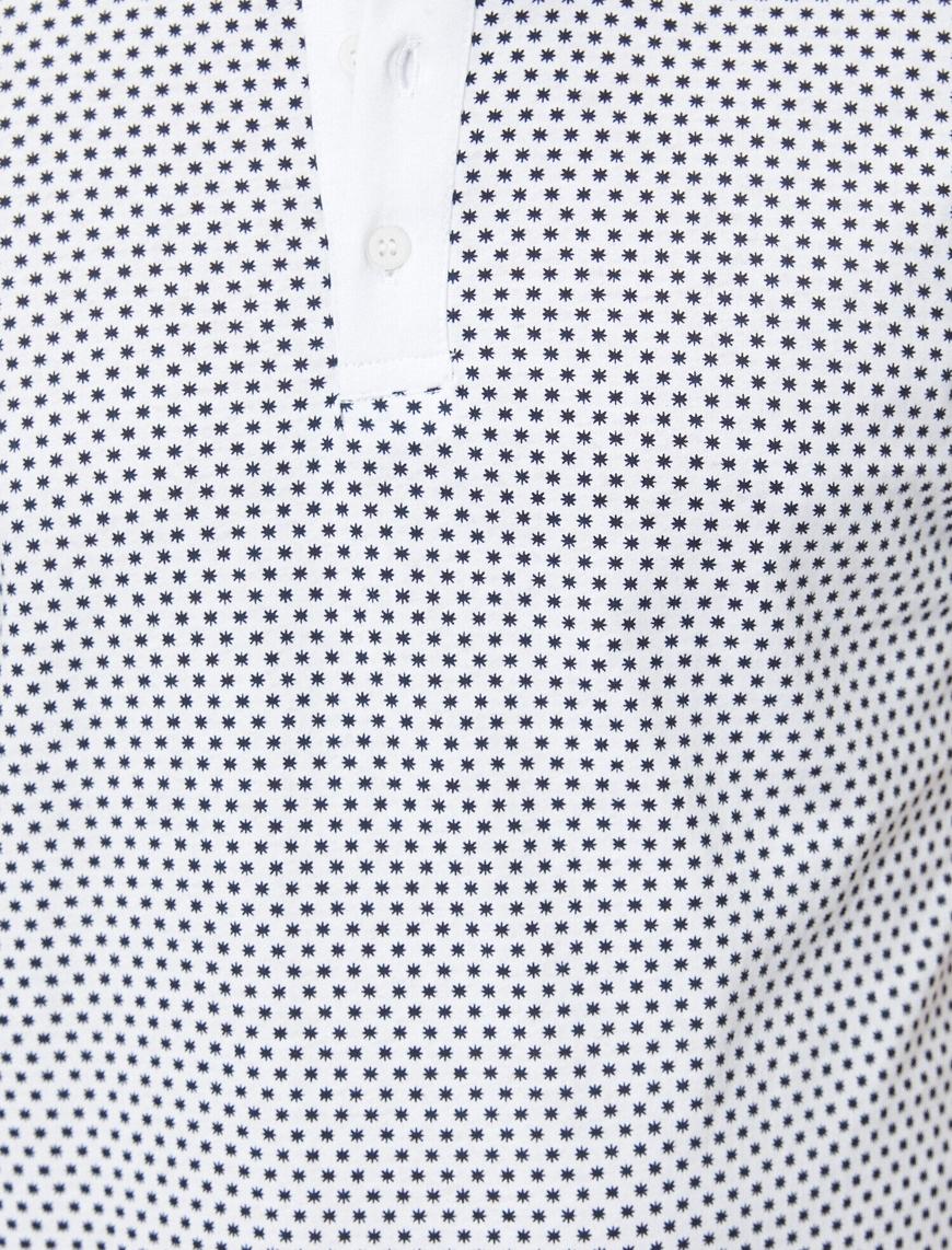   Polo Yaka Geometrik Desenli Süprem Kumaş Slim Fit Tişört
