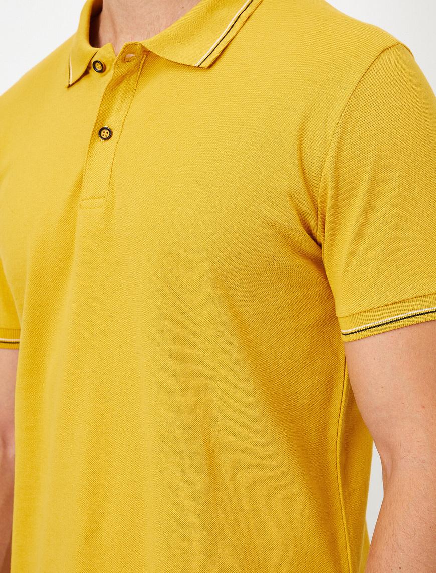   Polo Yaka Düğme Detaylı Dar Kesim Tişört