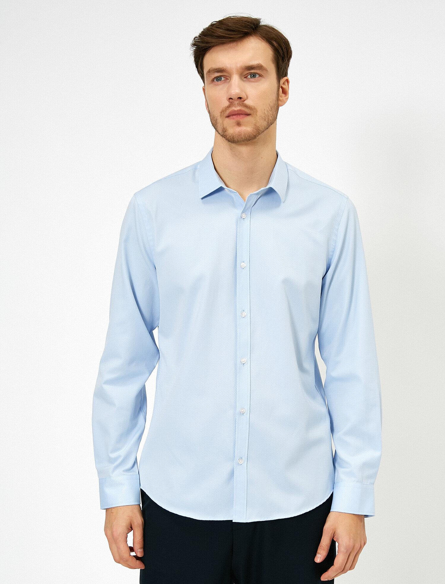   Klasik Yaka Uzun Kollu Slim Fit Smart Gömlek Non Iron