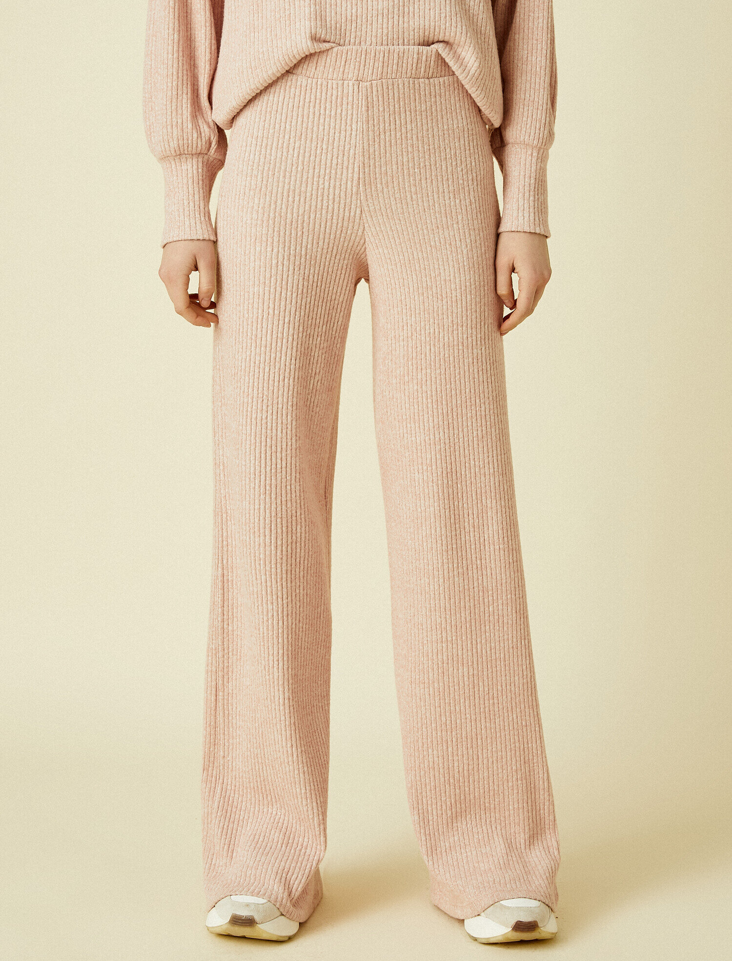 Düz Renk Geniş Paça Pantolon