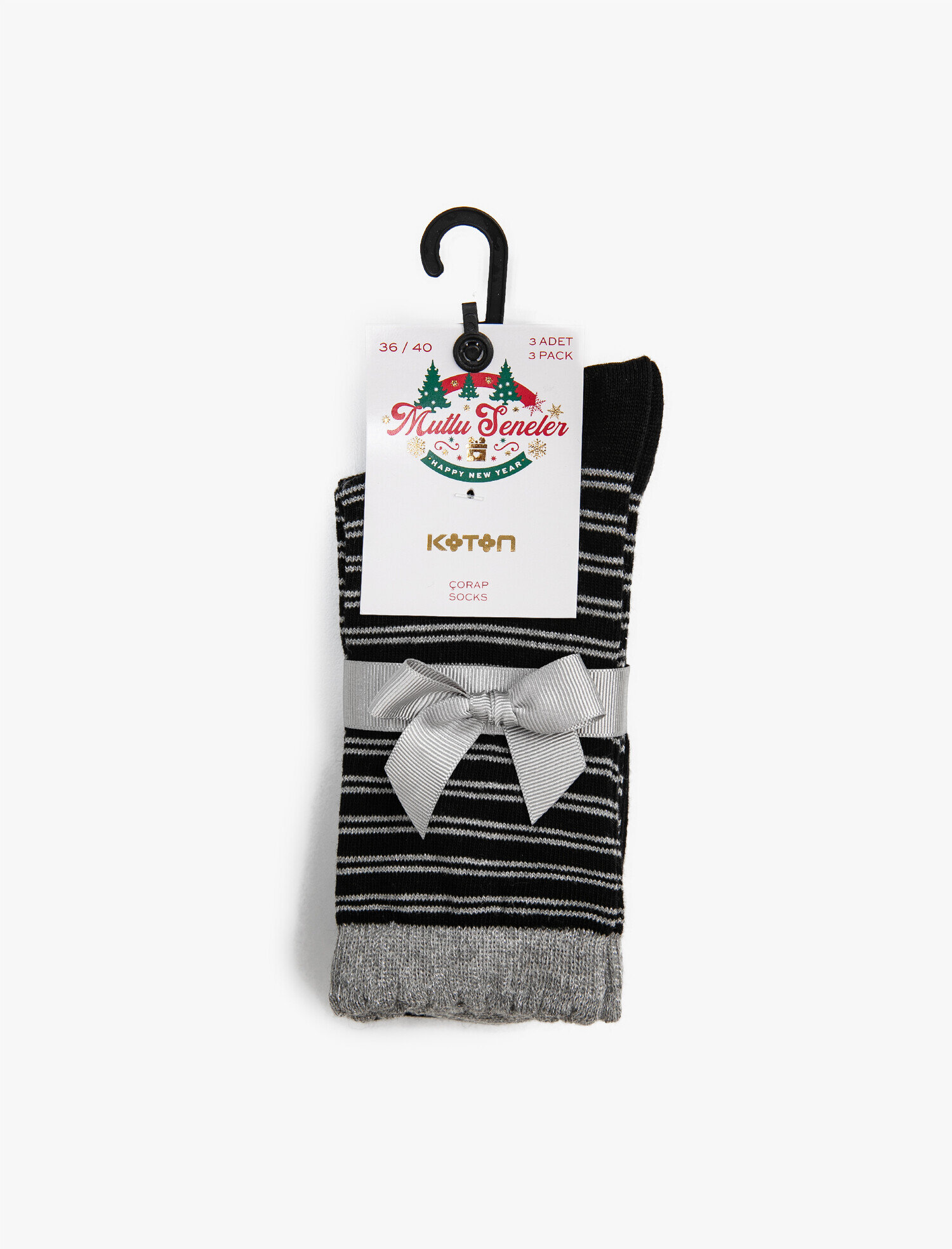  Kadın Yılbaşı Temalı 3'lü Simli Çorap Seti