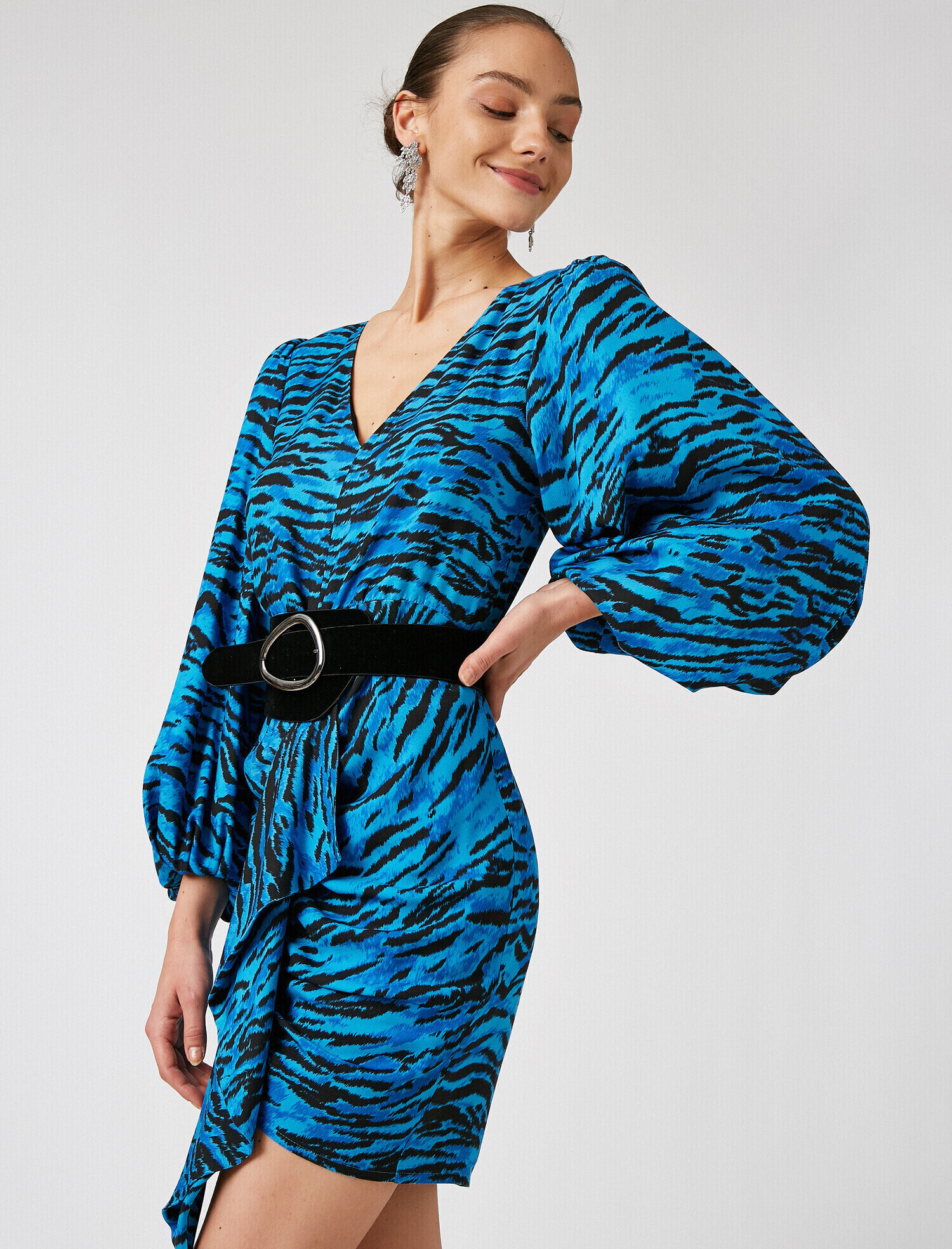   Viskon Vatkalı Mini Elbise