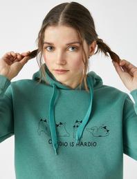 Pamuklu Kapüşonlu Baskılı Sweatshirt
