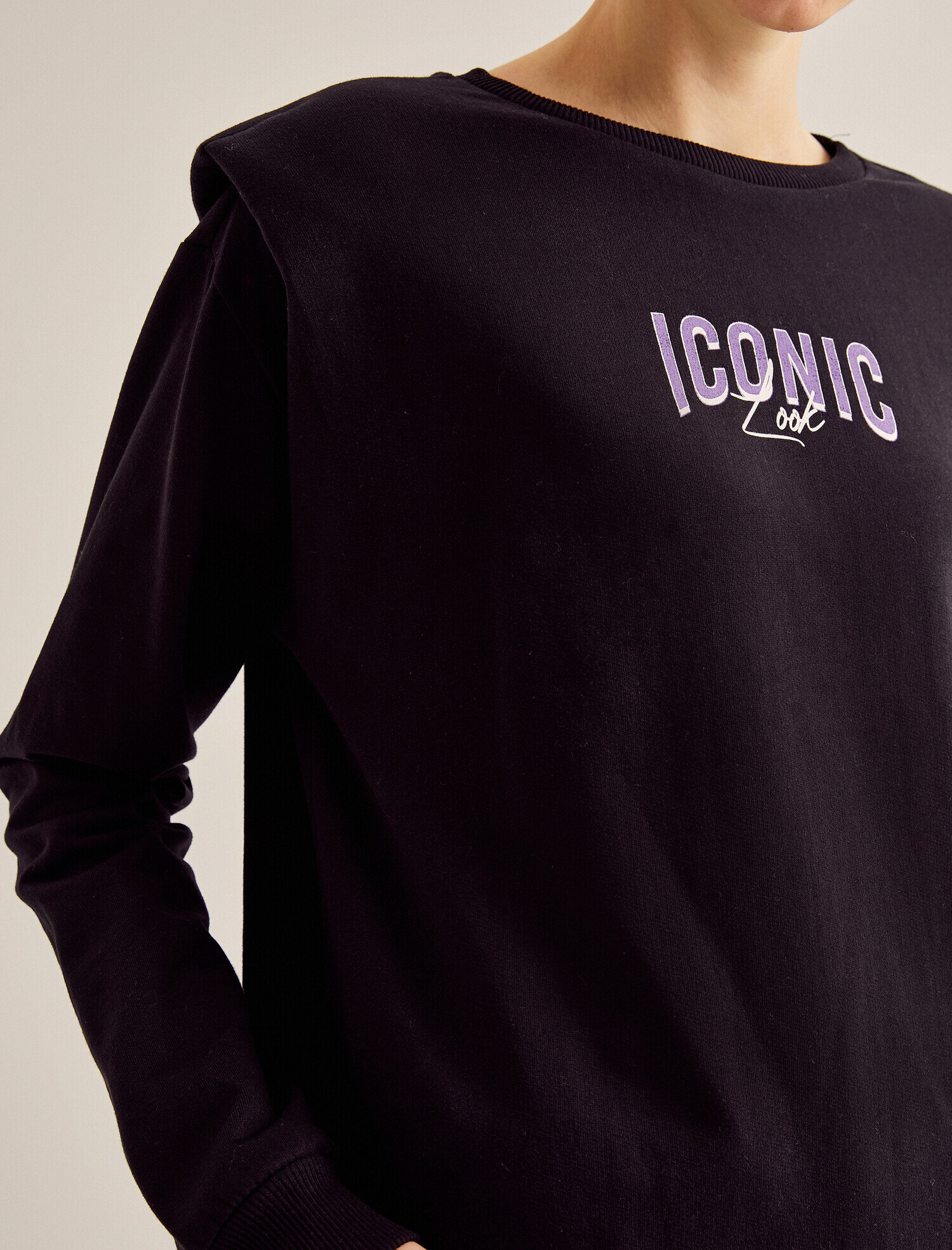   Bisiklet Yaka Yazılı Baskılı Uzun Sweatshirt