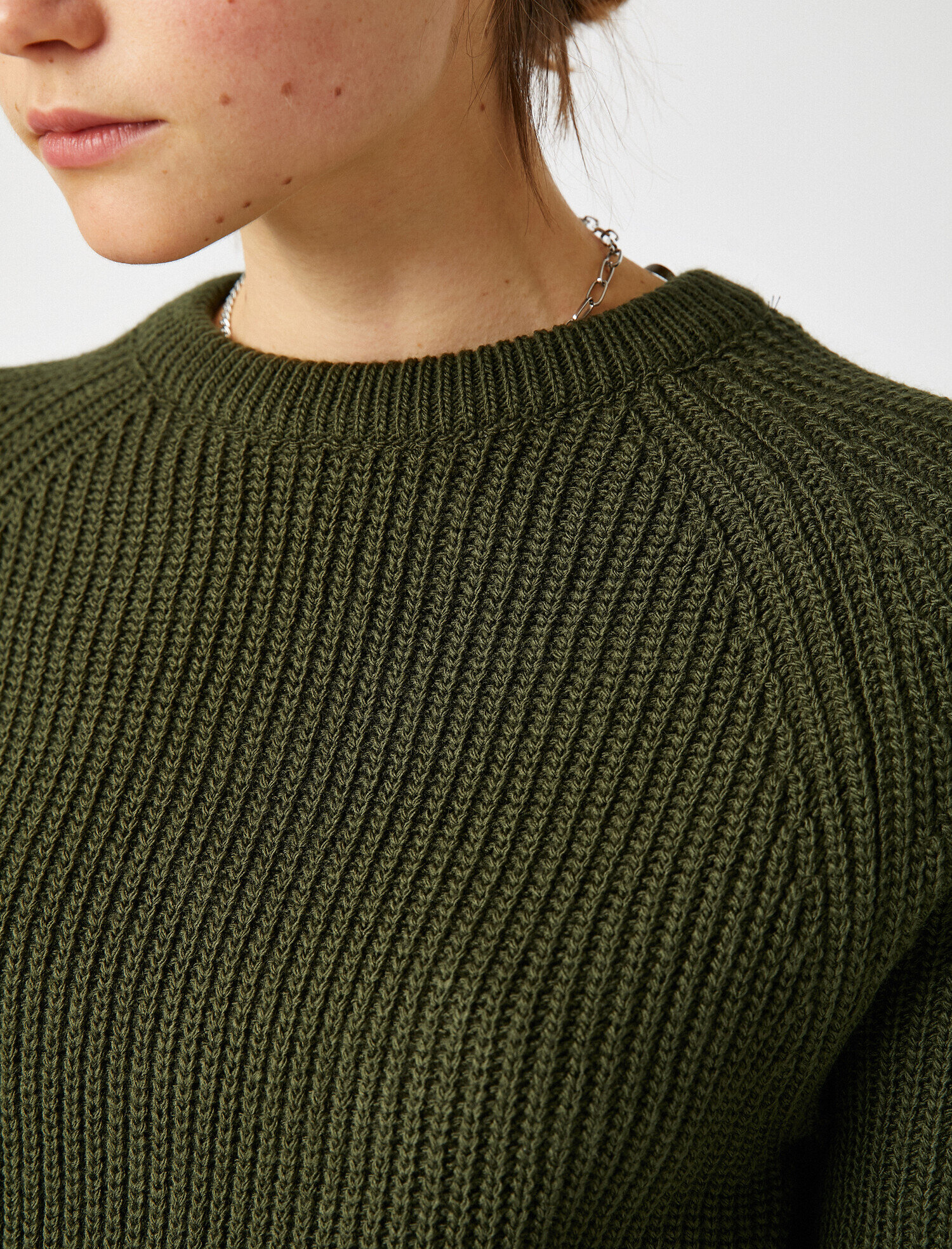   Uzun Kollu Bisiklet Yaka Asimetrik Detaylı Triko Kazak