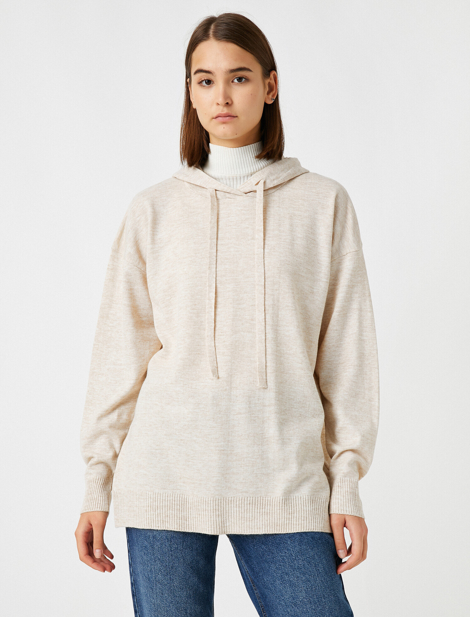   Kapüşonlu Triko Tunik