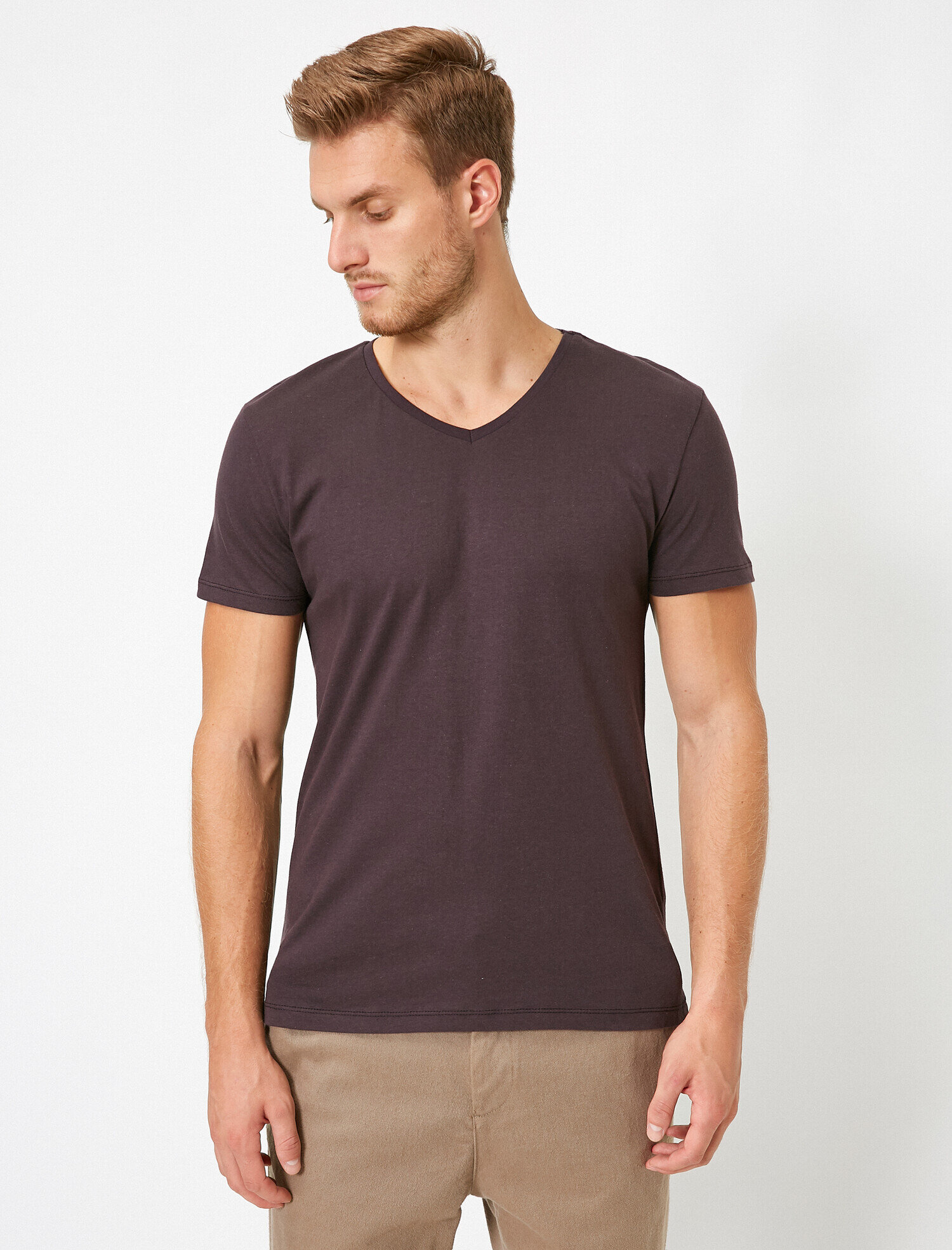   Kısa Kollu V Yaka Basic Tişört