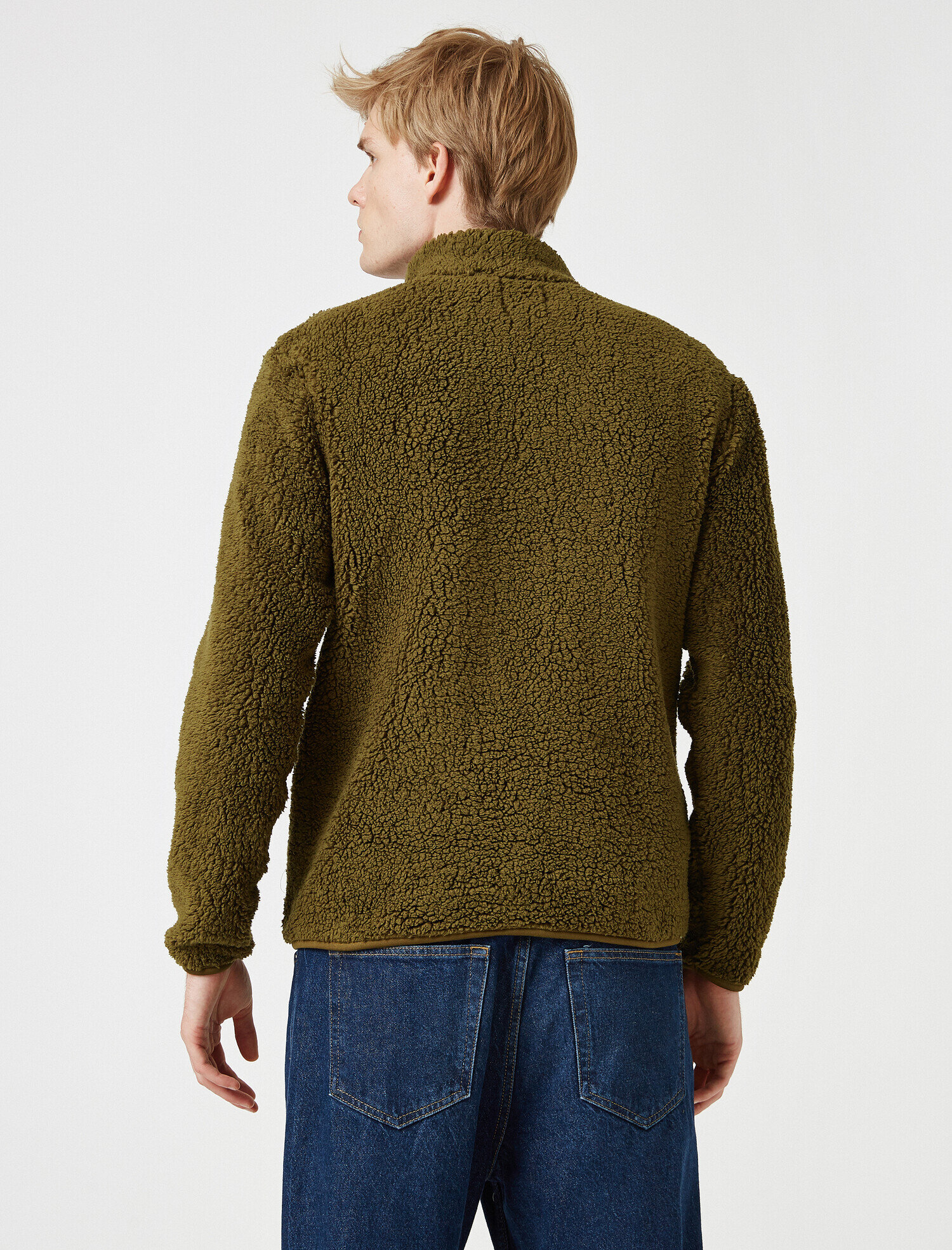   Fermuarlı Dik Yaka Peluş Sweatshirt