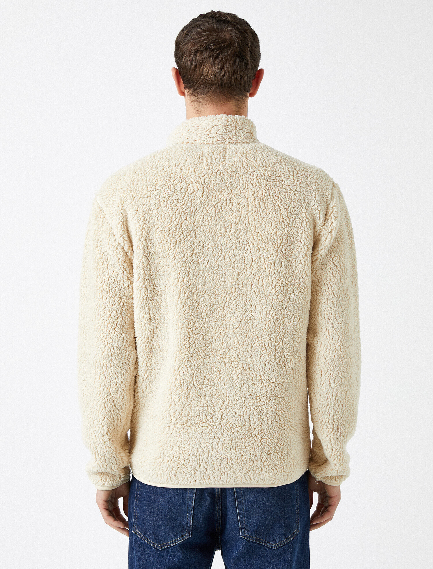   Fermuarlı Dik Yaka Peluş Sweatshirt