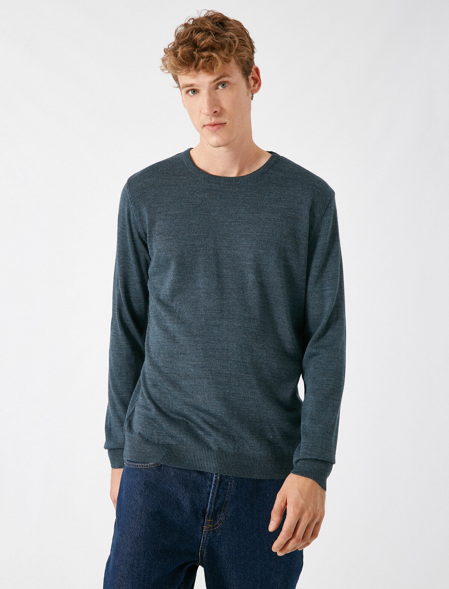   Basic Triko Kazak Bisiklet Yaka Uzun Kollu