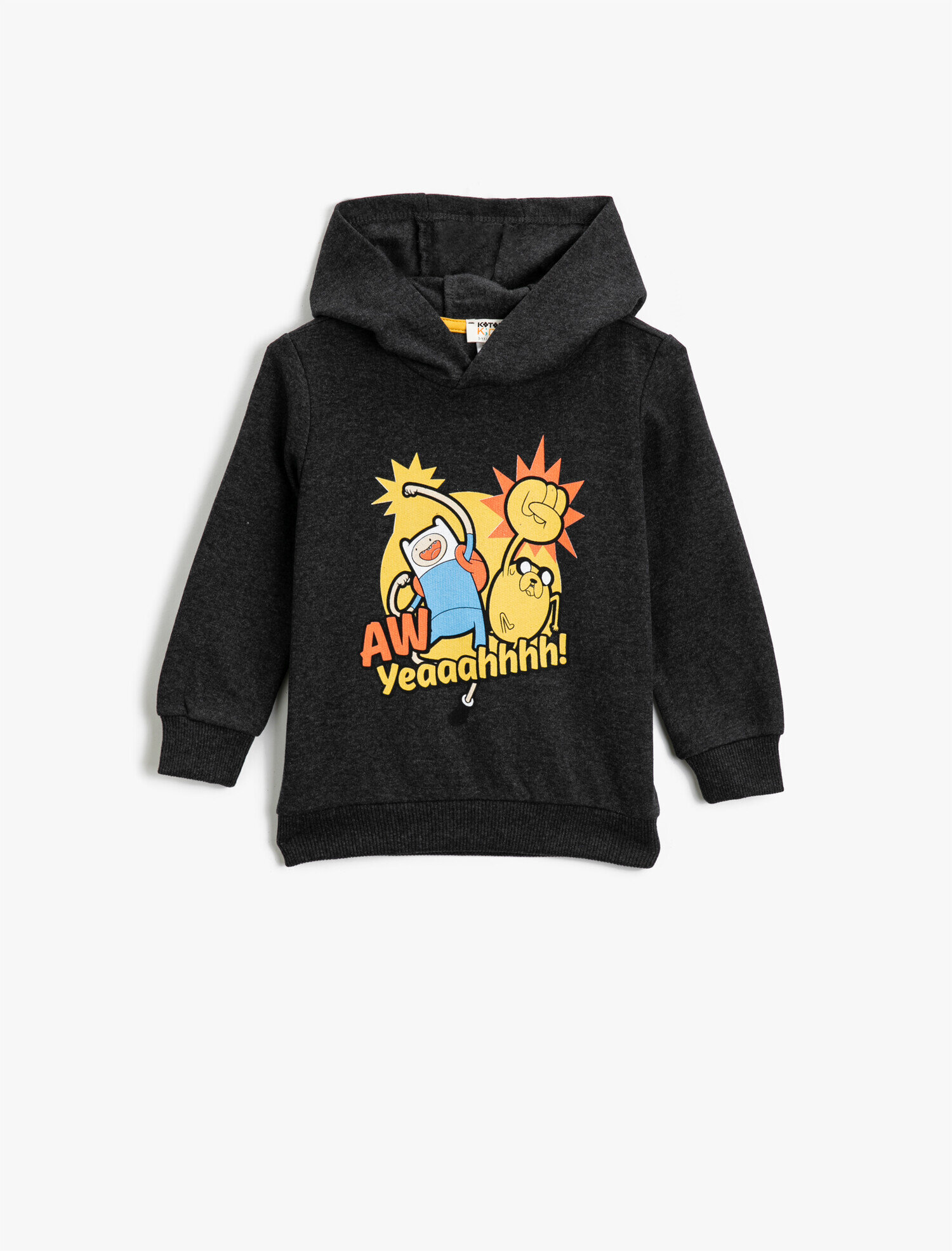  Erkek Çocuk Kapüşonlu Adventure Time Lisanslı Baskılı Uzun Kollu Sweatshirt