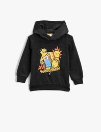 Kapüşonlu Adventure Time Lisanslı Baskılı Uzun Kollu Sweatshirt