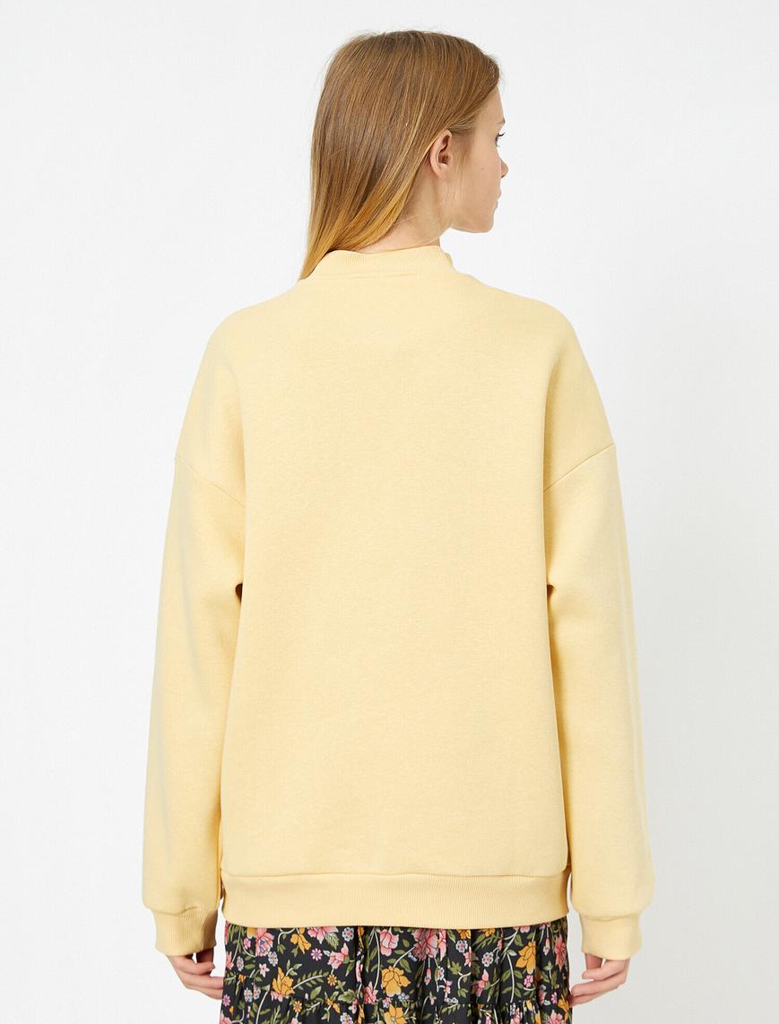   Dik Yaka Basic Oversize Sweatshirt