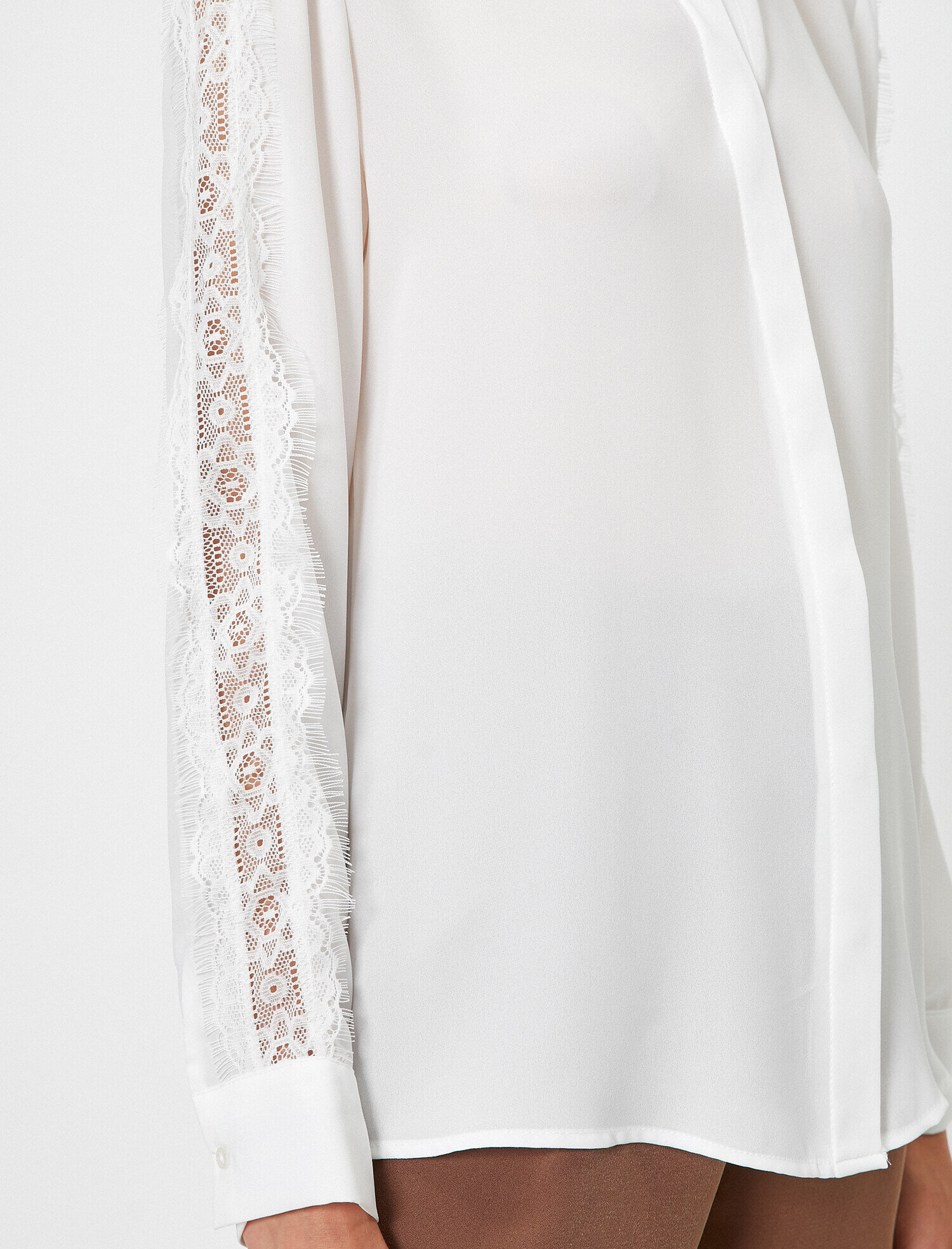   Dantel Detaylı Uzun Kollu Gömlek