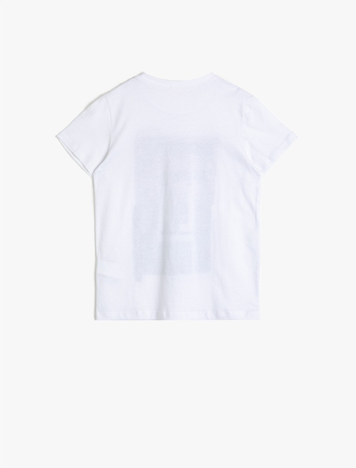 Erkek Çocuk Baskılı Pamuklu Kısa Kollu Bisiklet Yaka Tişört