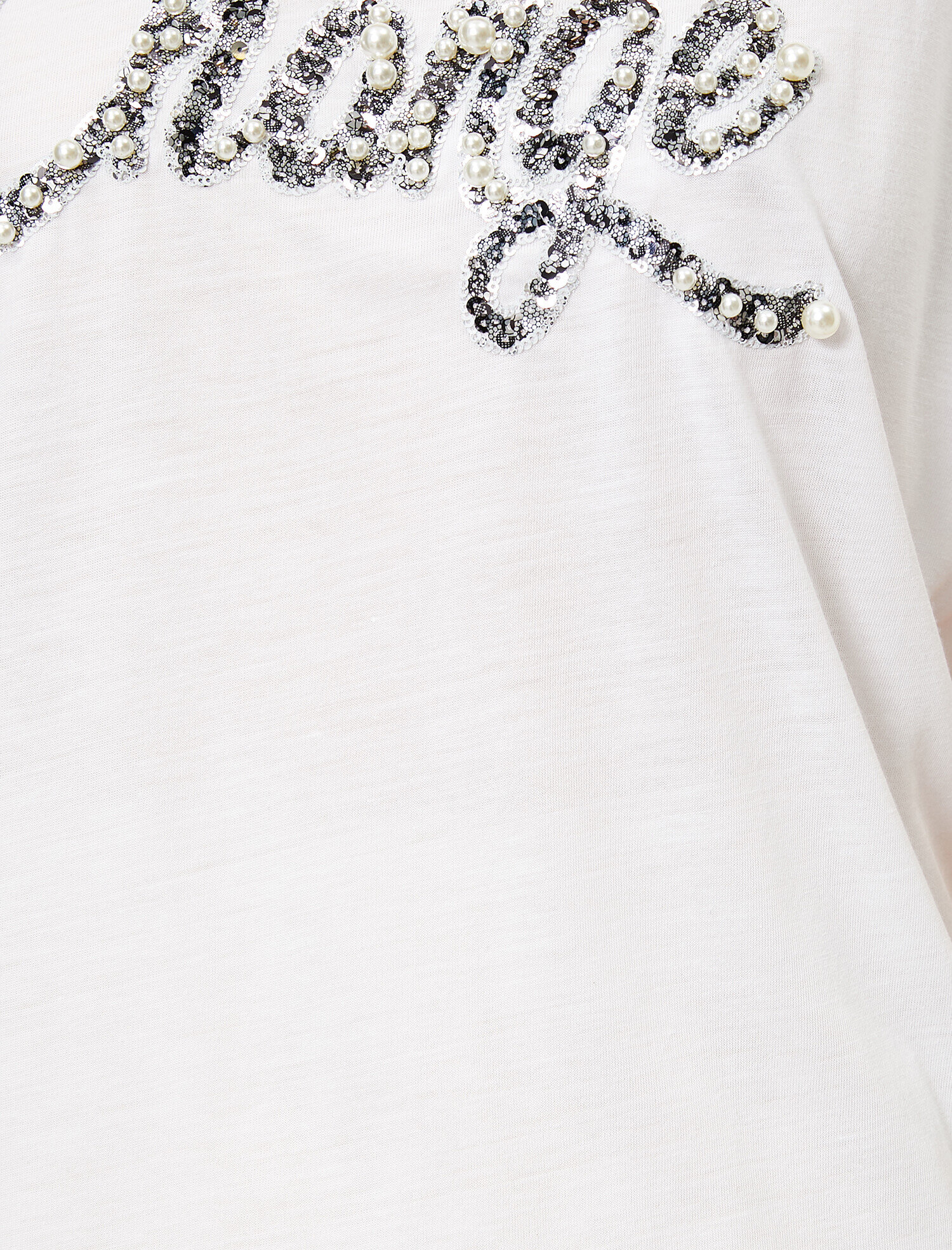   İnci Detaylı Baskılı Bisiklet Yaka Tişört