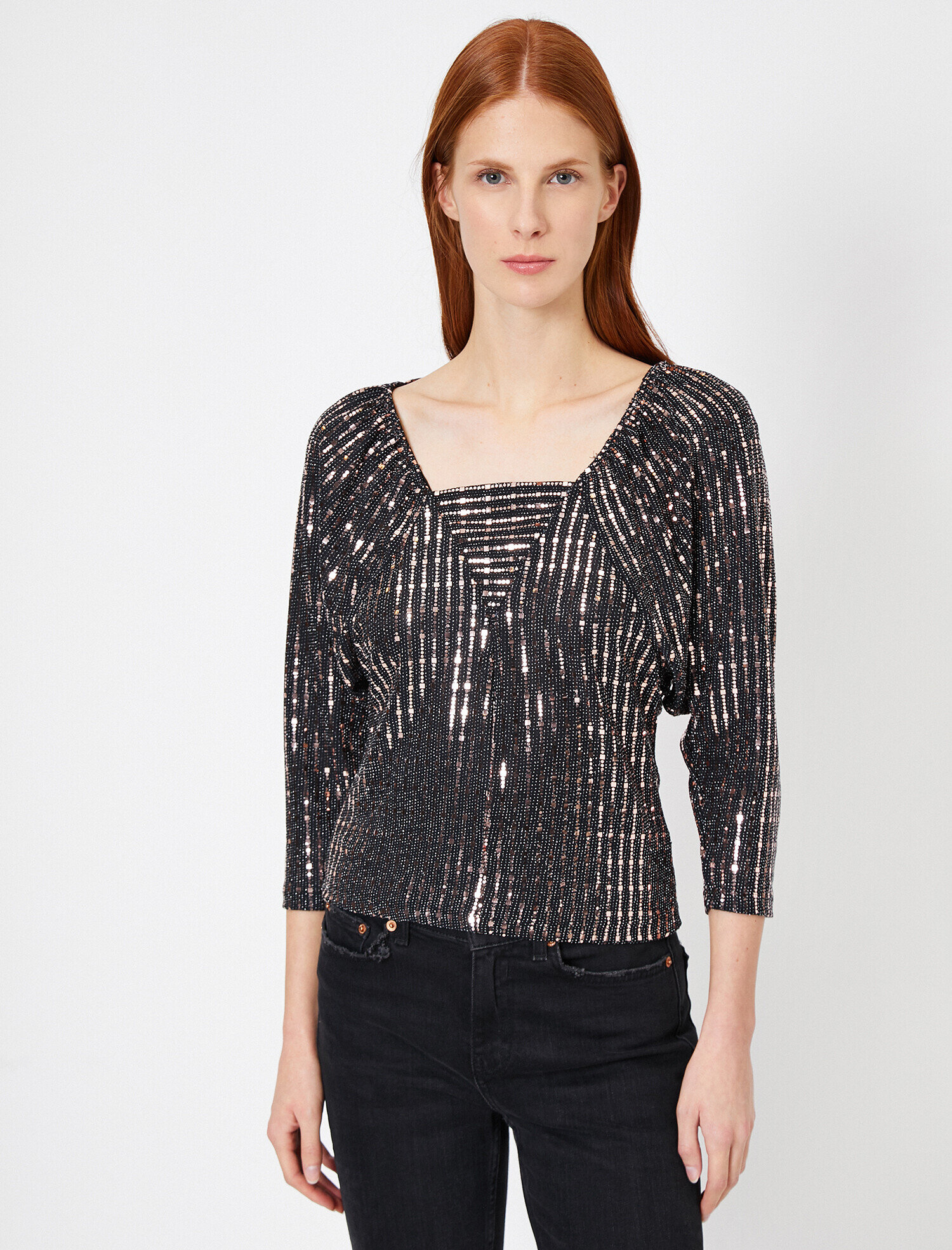   Pul Detaylı Abiye Bluz