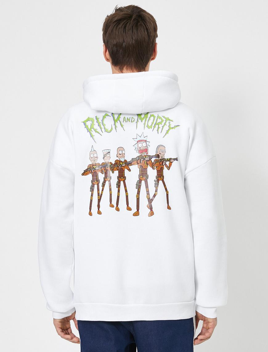   Rick And Morty Lisanslı Sırtı ve Göğsü Baskılı Sweatshirt