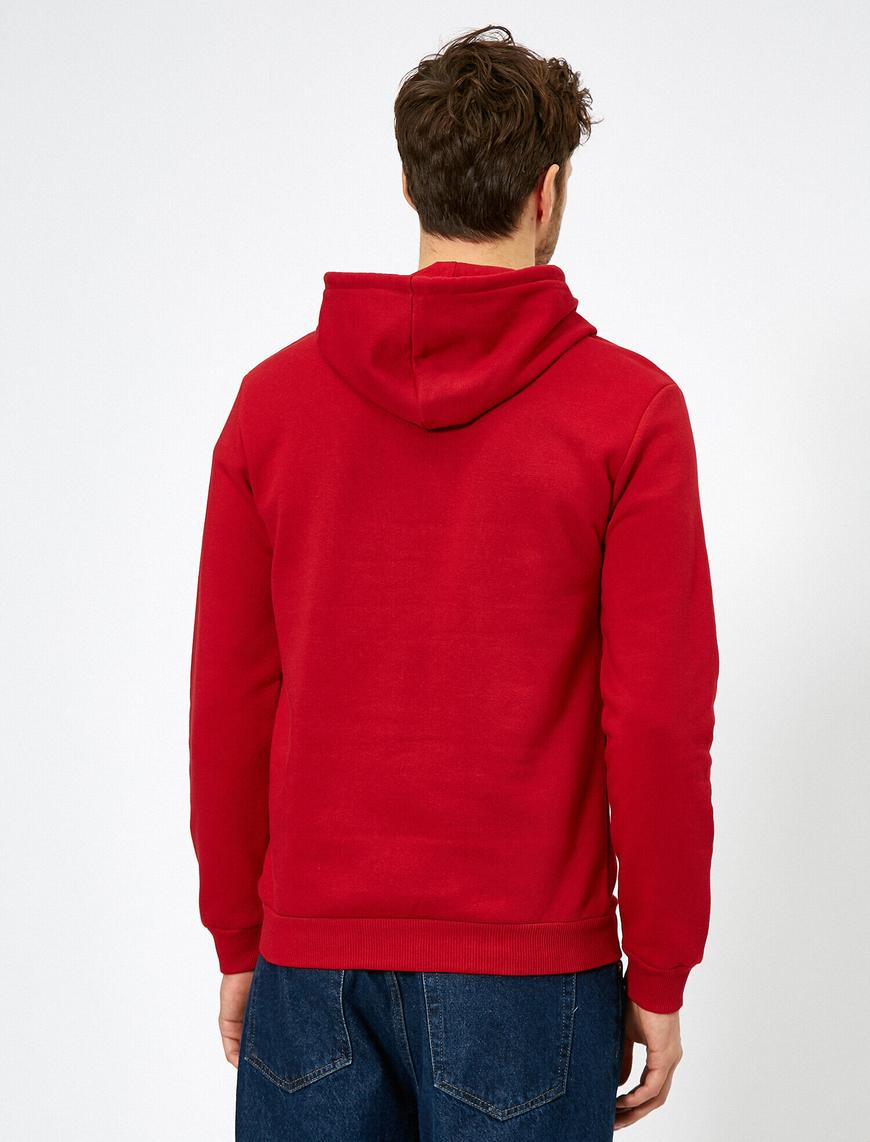   Kapüşonlu İşlemeli Uzun Kollu Sweatshirt
