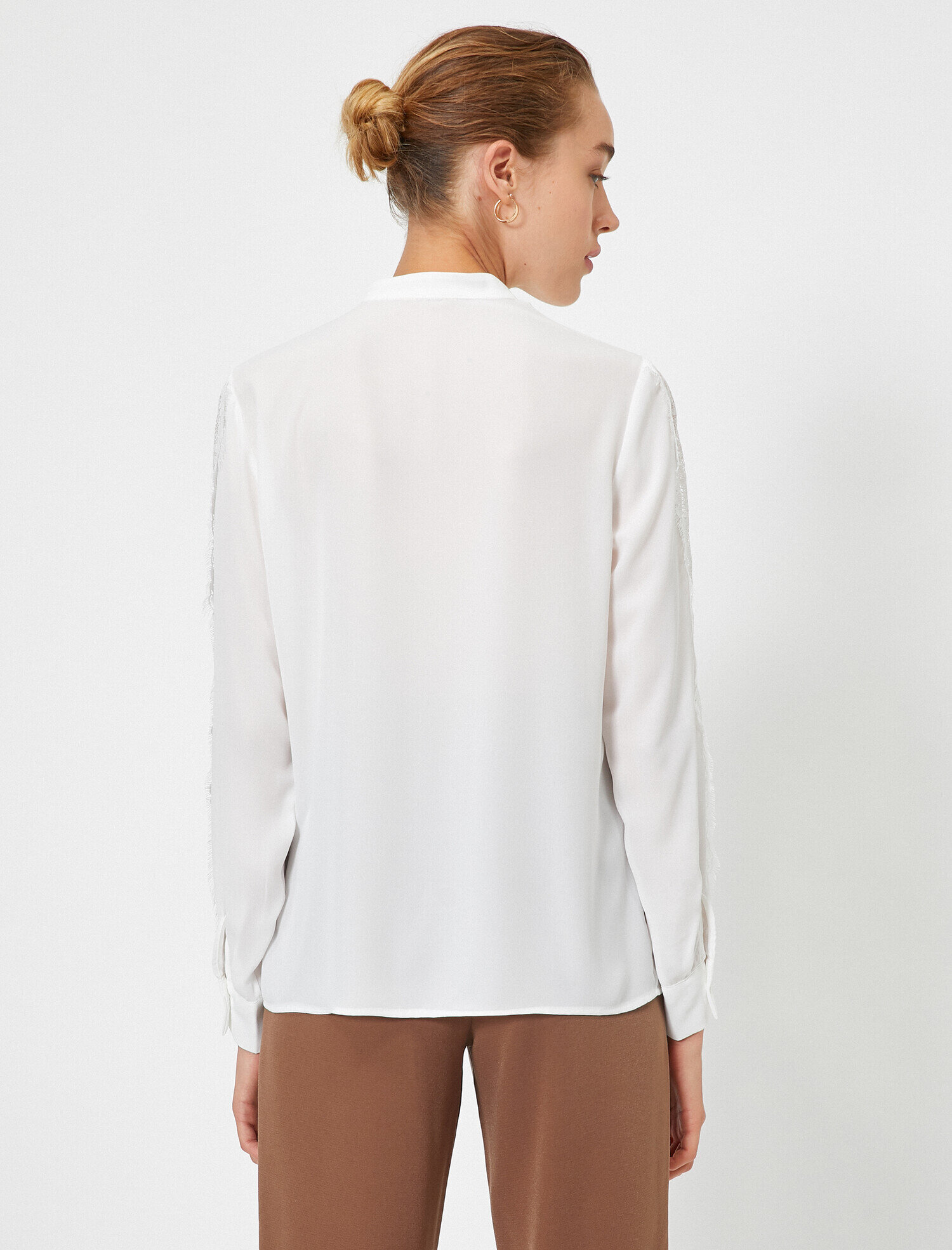   Dantel Detaylı Uzun Kollu Gömlek