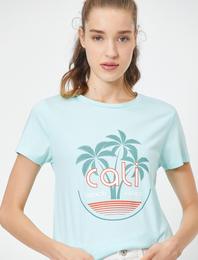 Baskılı Bisiklet Yaka Kısa Kollu Tişört