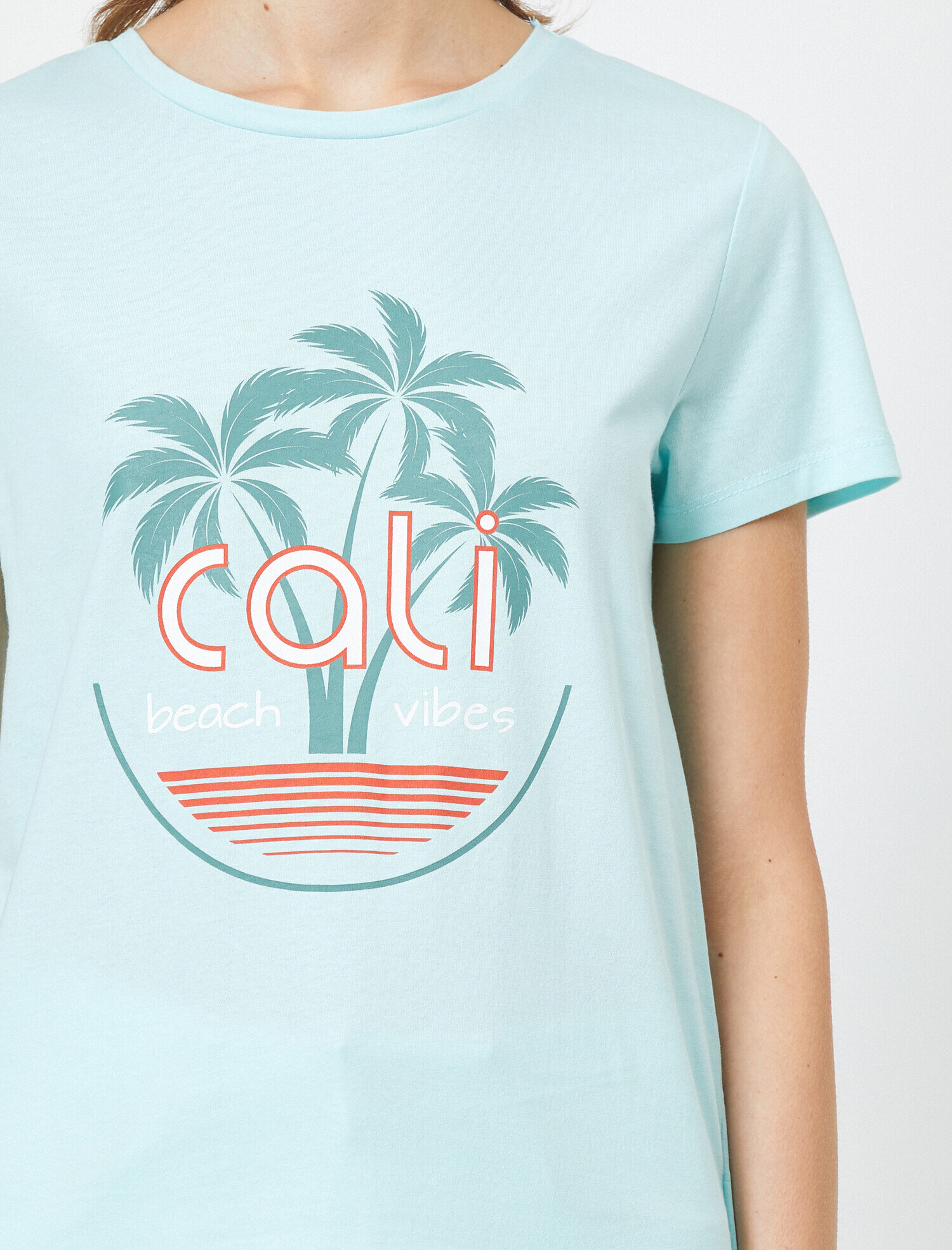   Baskılı Bisiklet Yaka Kısa Kollu Tişört