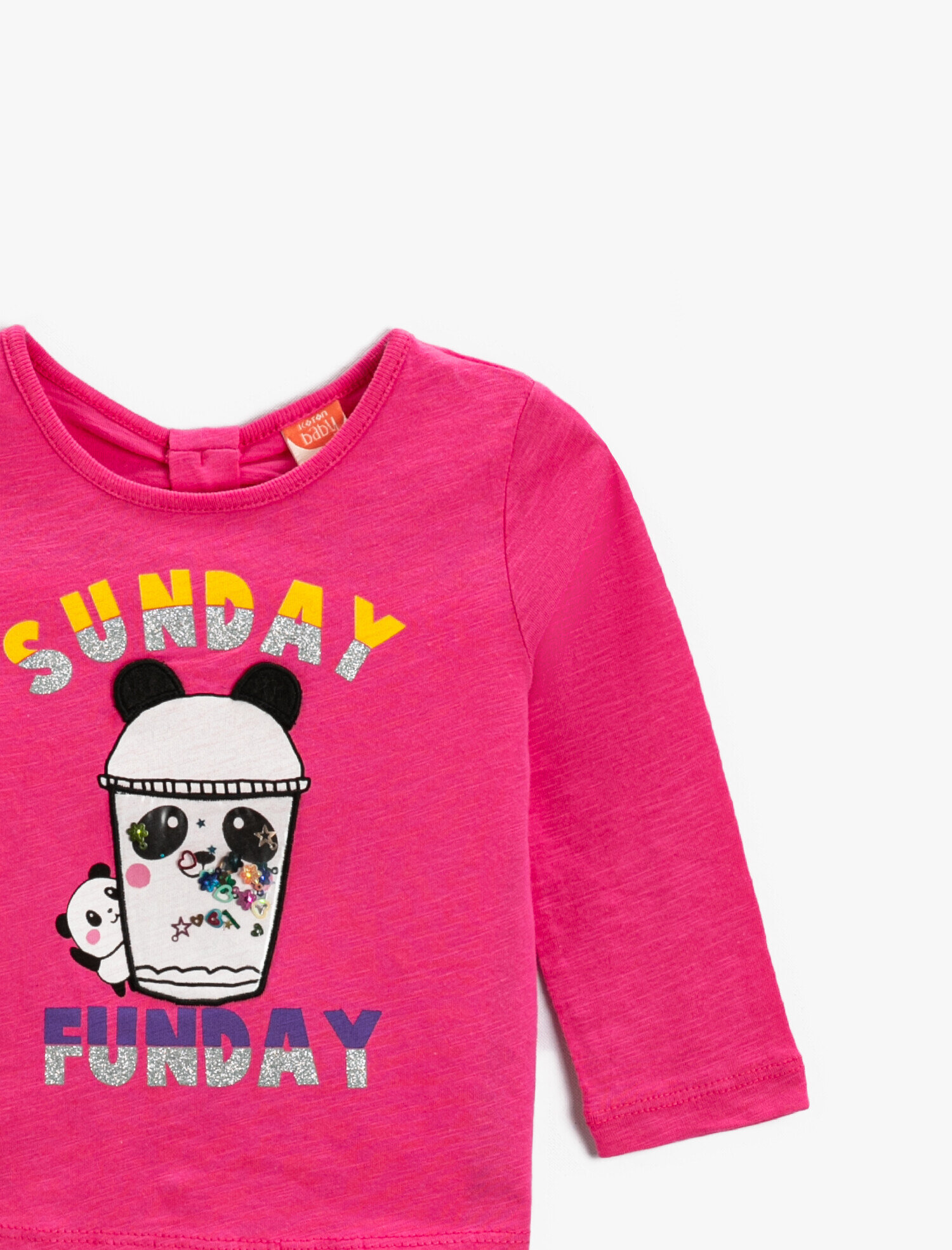  Kız Bebek Pamuklu Baskılı Bisiklet Yaka Uzun Kollu Tişört