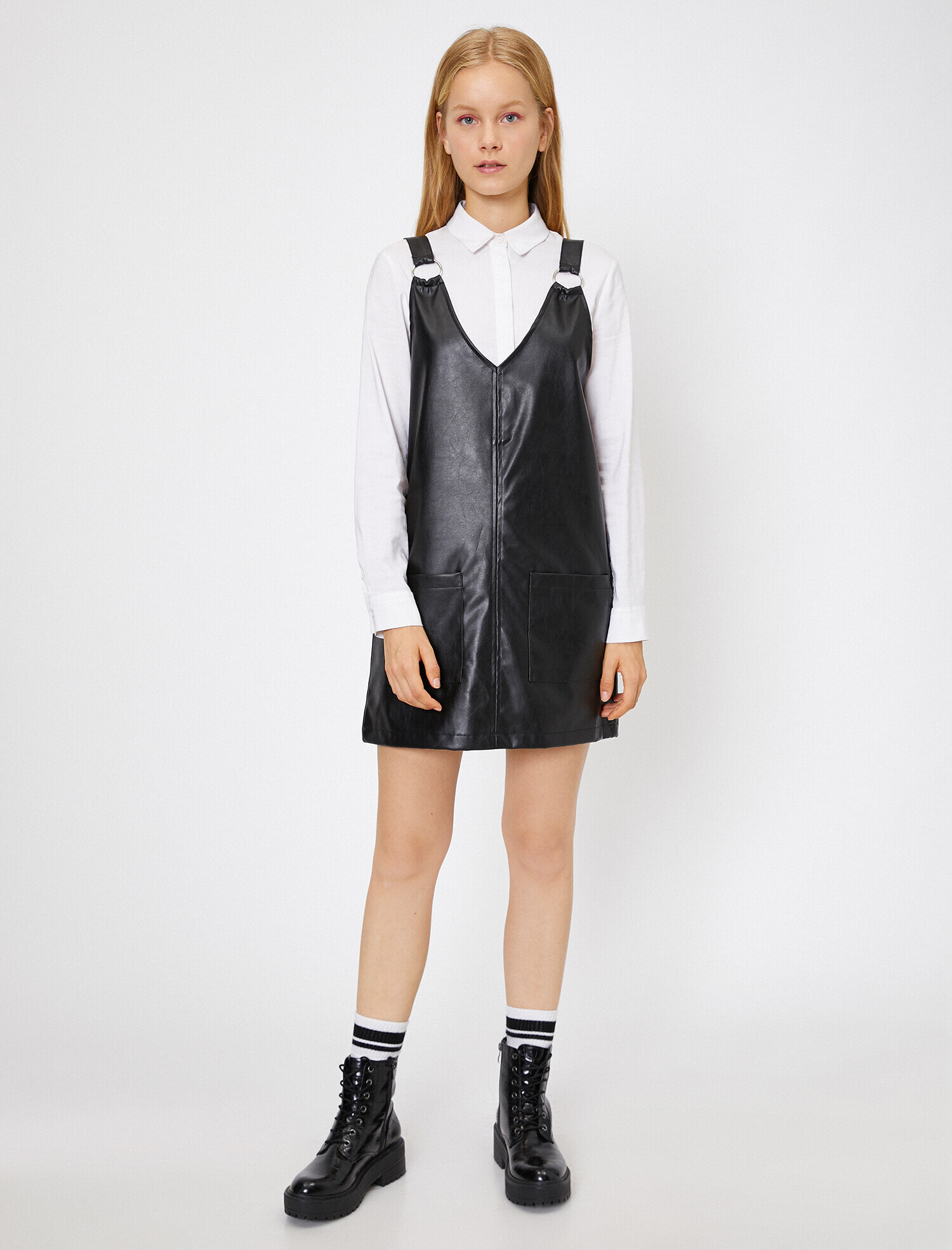   Deri Görünümlü Elbise